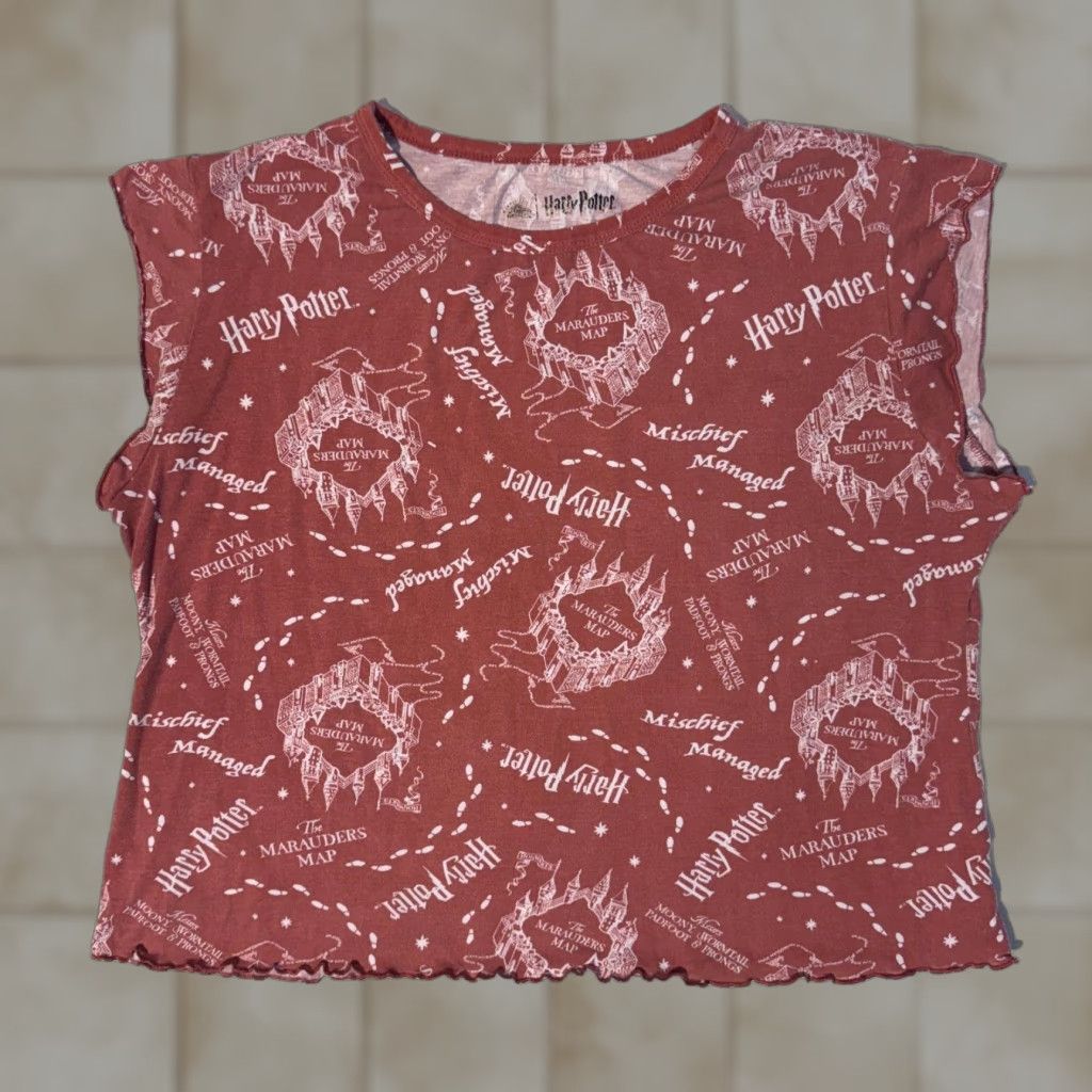 Vintage Harry Potter Shirt Womens XL Red Marauders Map Logo Cap Sleeve Shirt Size XL / US 12-14 / IT 48-50 - 1 Thumbnail