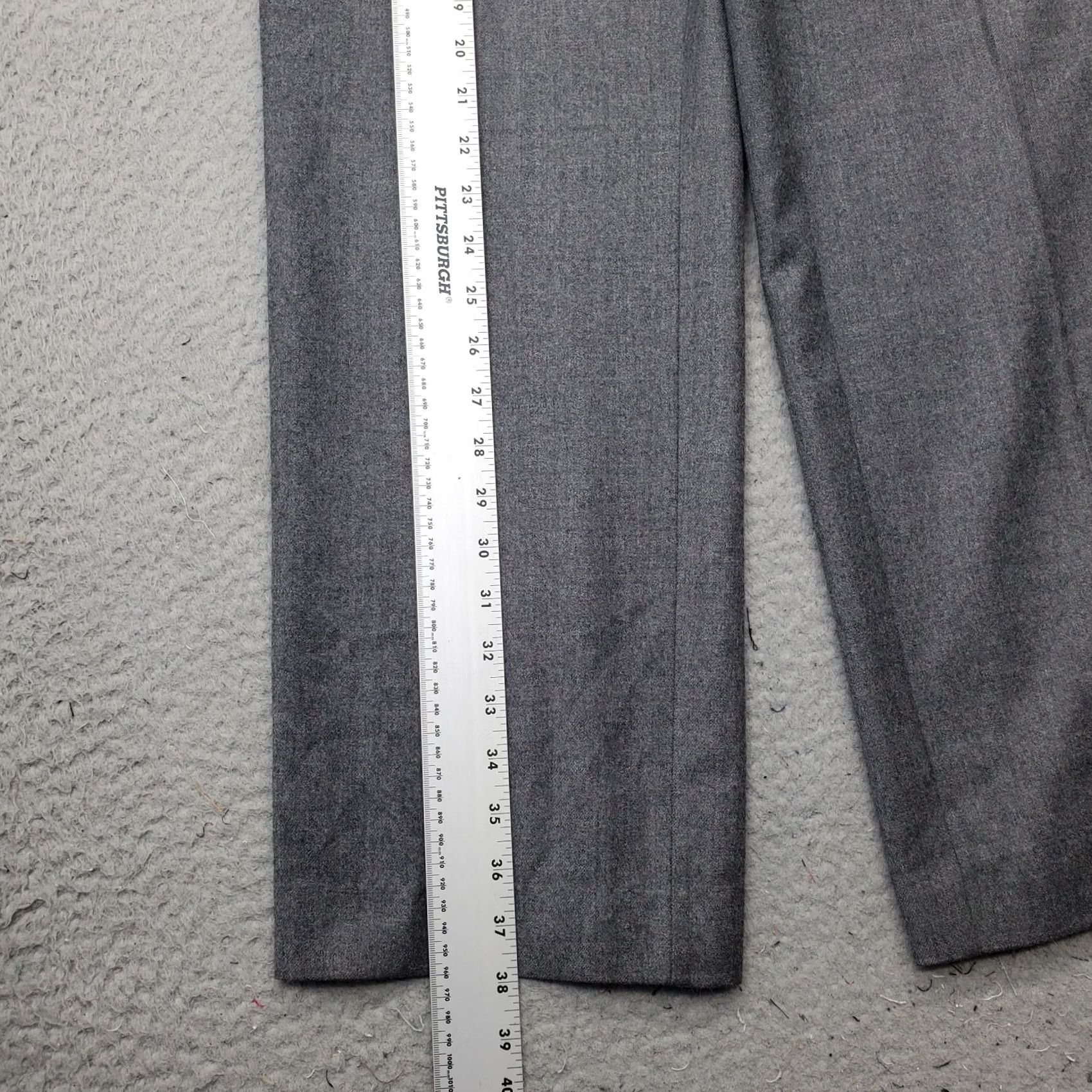 Jaeger Jaeger Women's 12 Gray Flat Front Straight Leg Ankle Pants - Dress/Business Form Size 34" / US 12 / IT 48 - 3 Thumbnail