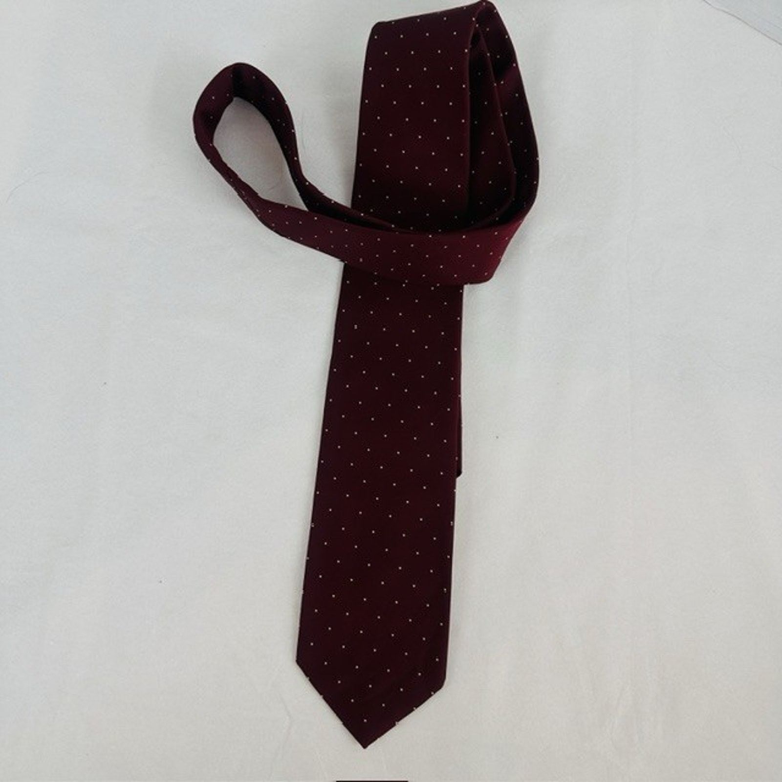 Other Taylor Ltd. Necktie Red(maroon) w/white polka dot Preppy VTG Size ONE SIZE - 12 Thumbnail