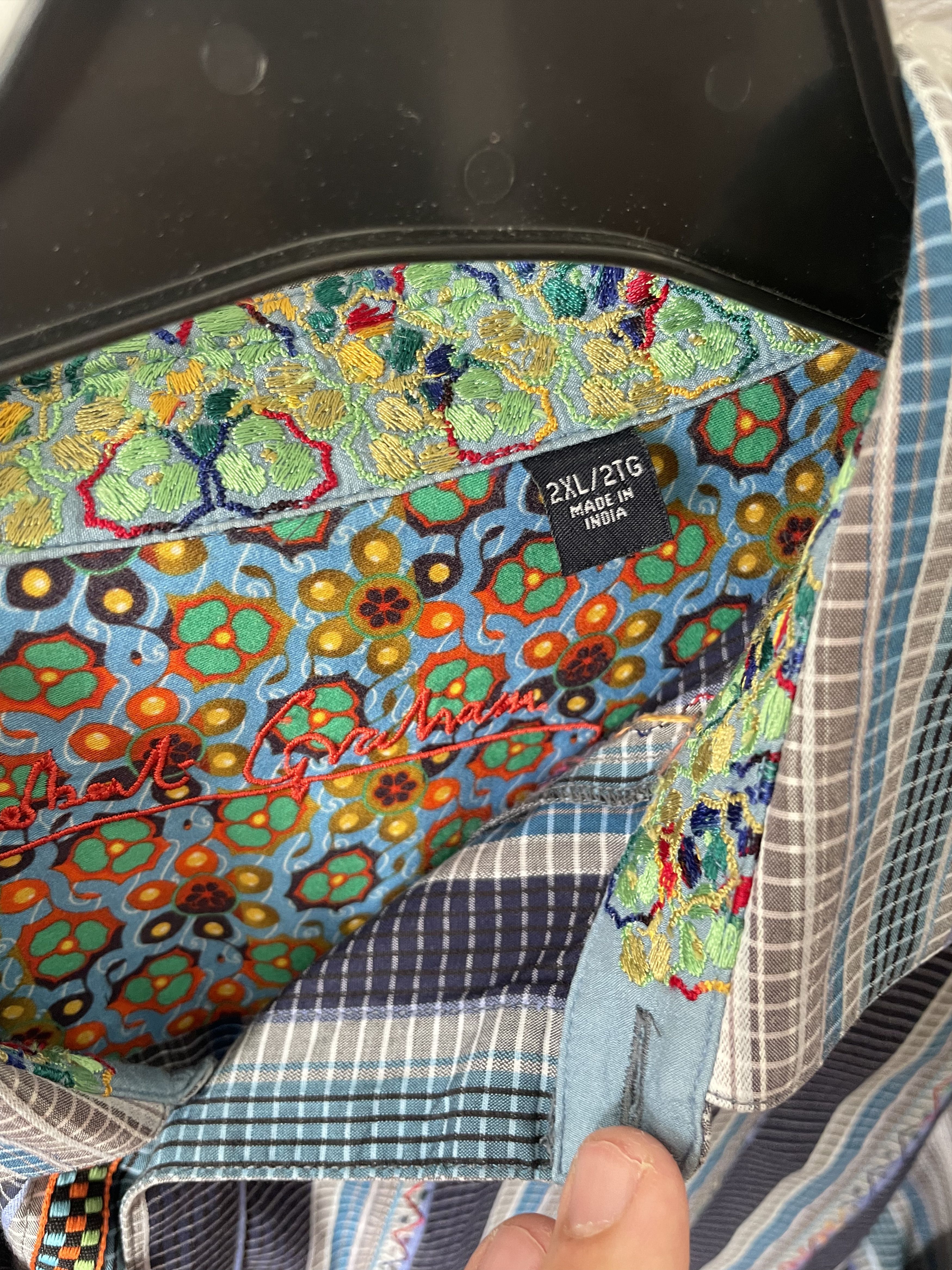 Robert Graham Robert Graham XXL Dress Shirt Multicolor Silk Embroidered Size US XXL / EU 58 / 5 - 2 Thumbnail