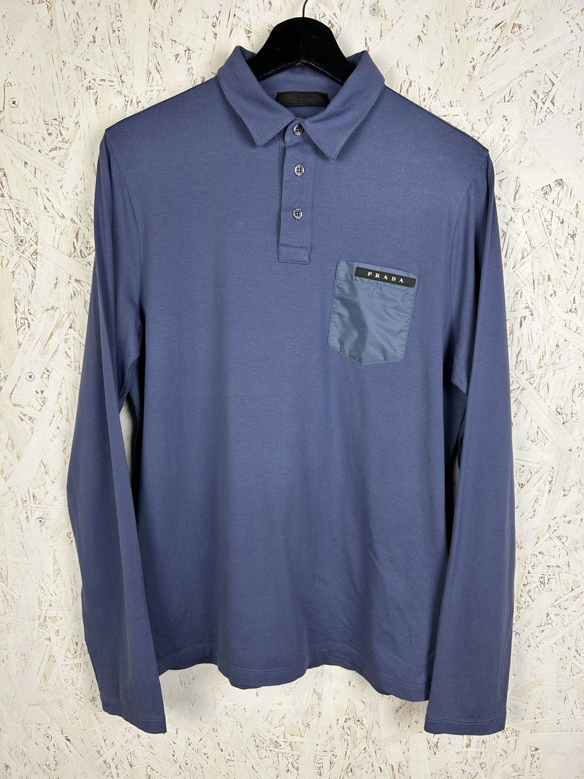 Prada Prada SS19 Nylon Pocket Collared Polo Long Sleeve Blue M Size US M / EU 48-50 / 2 - 1 Thumbnail