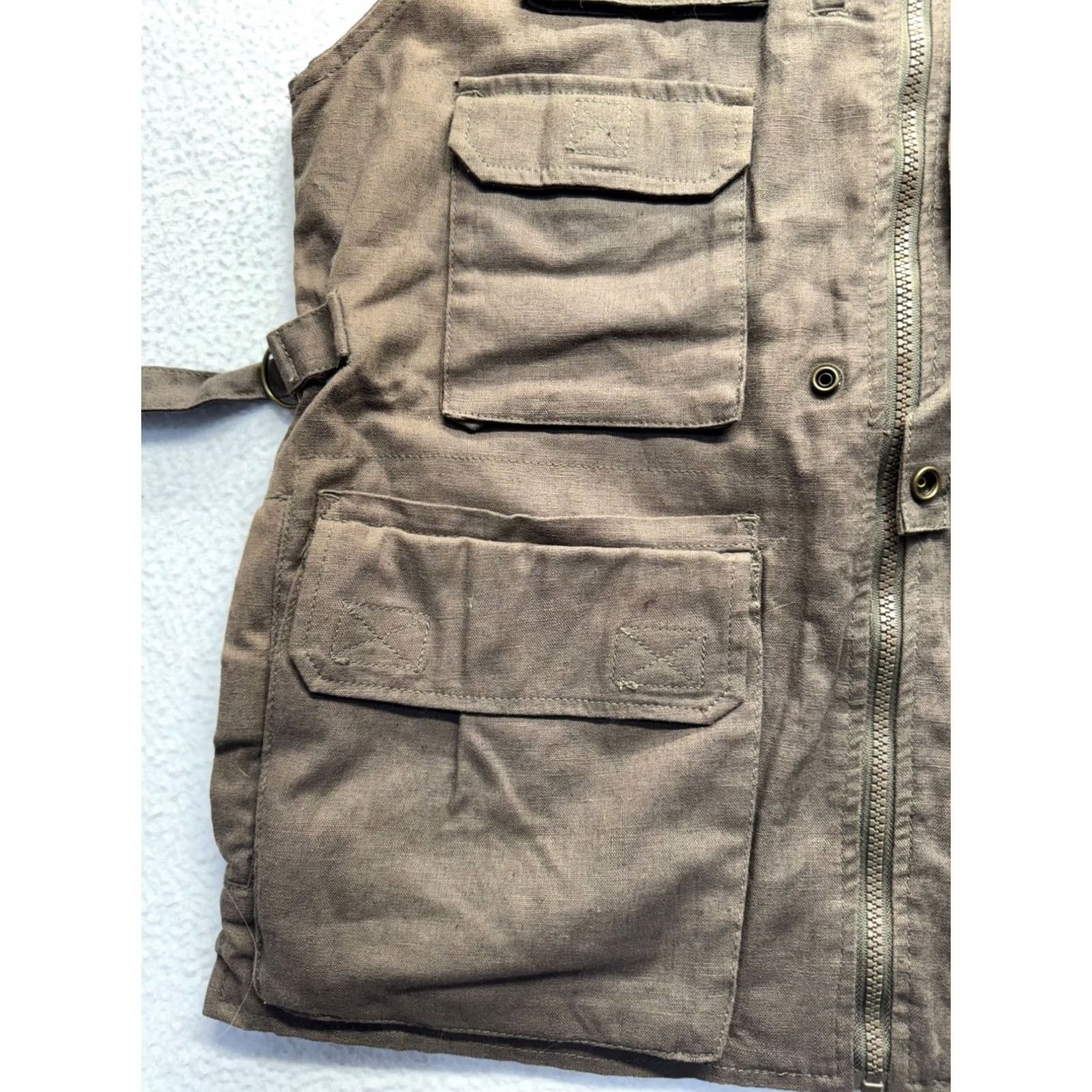 Vintage VINTAGE Nada Chair Acti Vest Mens Medium Brown Vest Hanf Cotton 55% Hemp 45% Cotton Outdoor Hunting Pockets Hood Straps Size US M / EU 48-50 / 2 - 5 Thumbnail