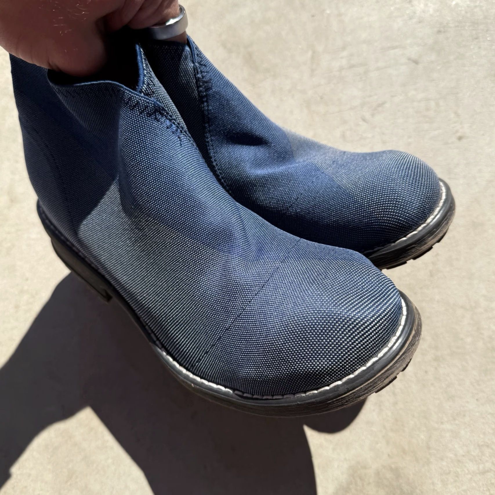 Vintage VINTAGE The Rambla Boot Boot Women Ankle Pull On Navy Blue 10 Stretch Cotton Blend Machine Washable Size US 10 / IT 40 - 3 Thumbnail