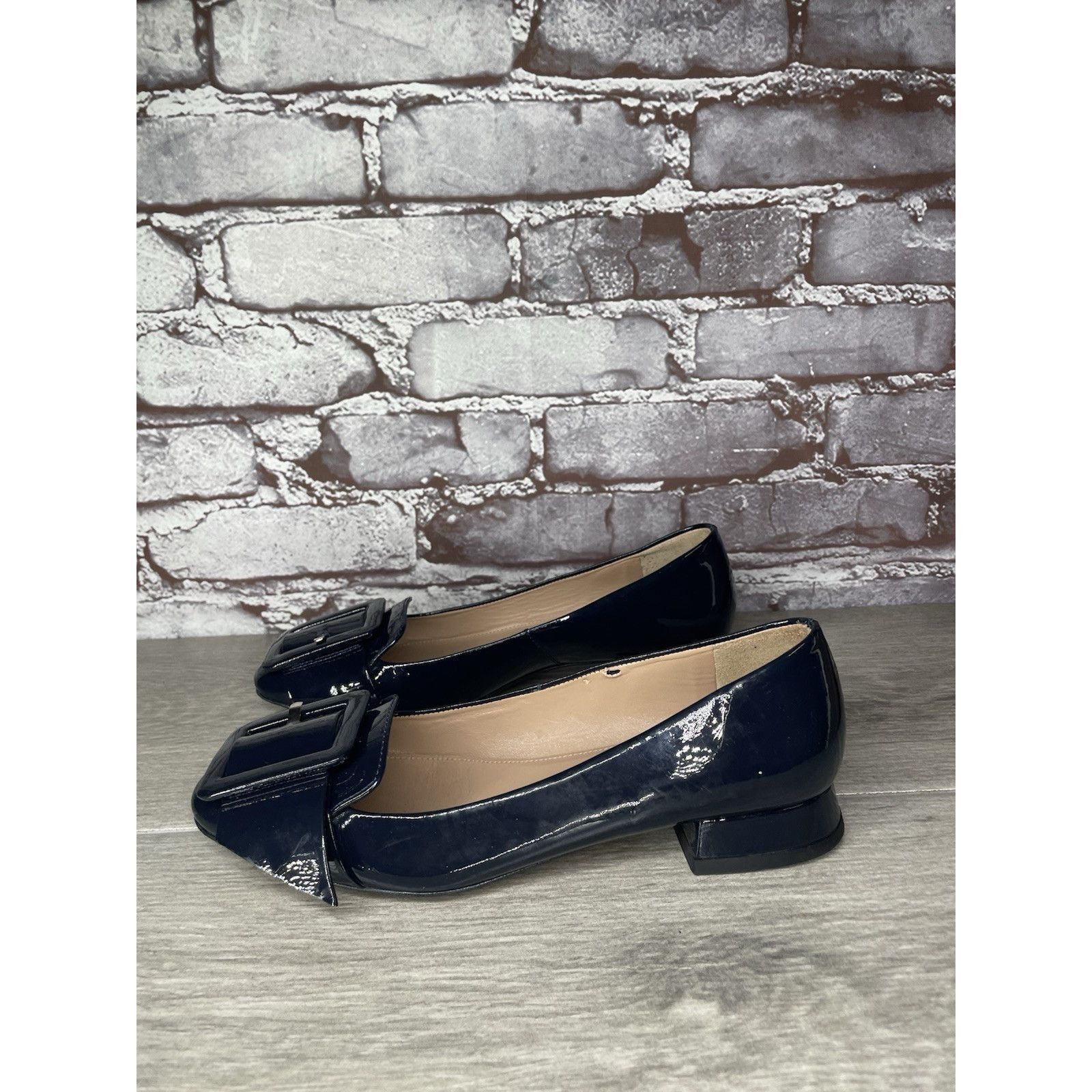 Whistles Whistles Navy Blue Patent Buckle Strap Pumps Block Heels Wo Size US 5.5 / IT 35.5 - 1 Thumbnail