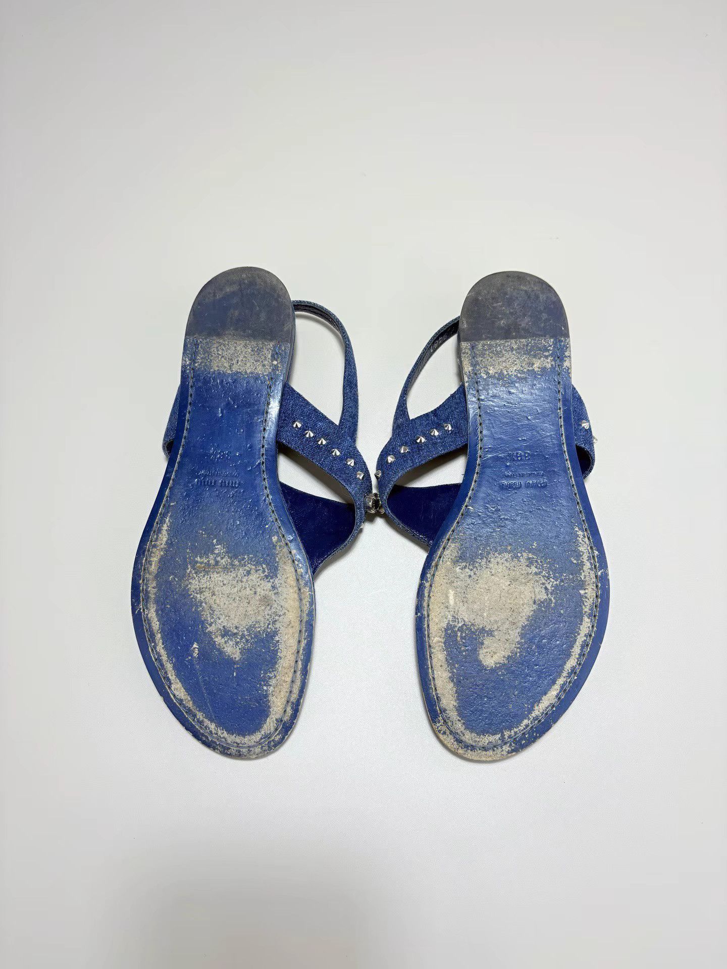 Miu Miu MIUMIU Denim Crystal Sandals K1 Size US 8.5 / IT 38.5 - 5 Thumbnail