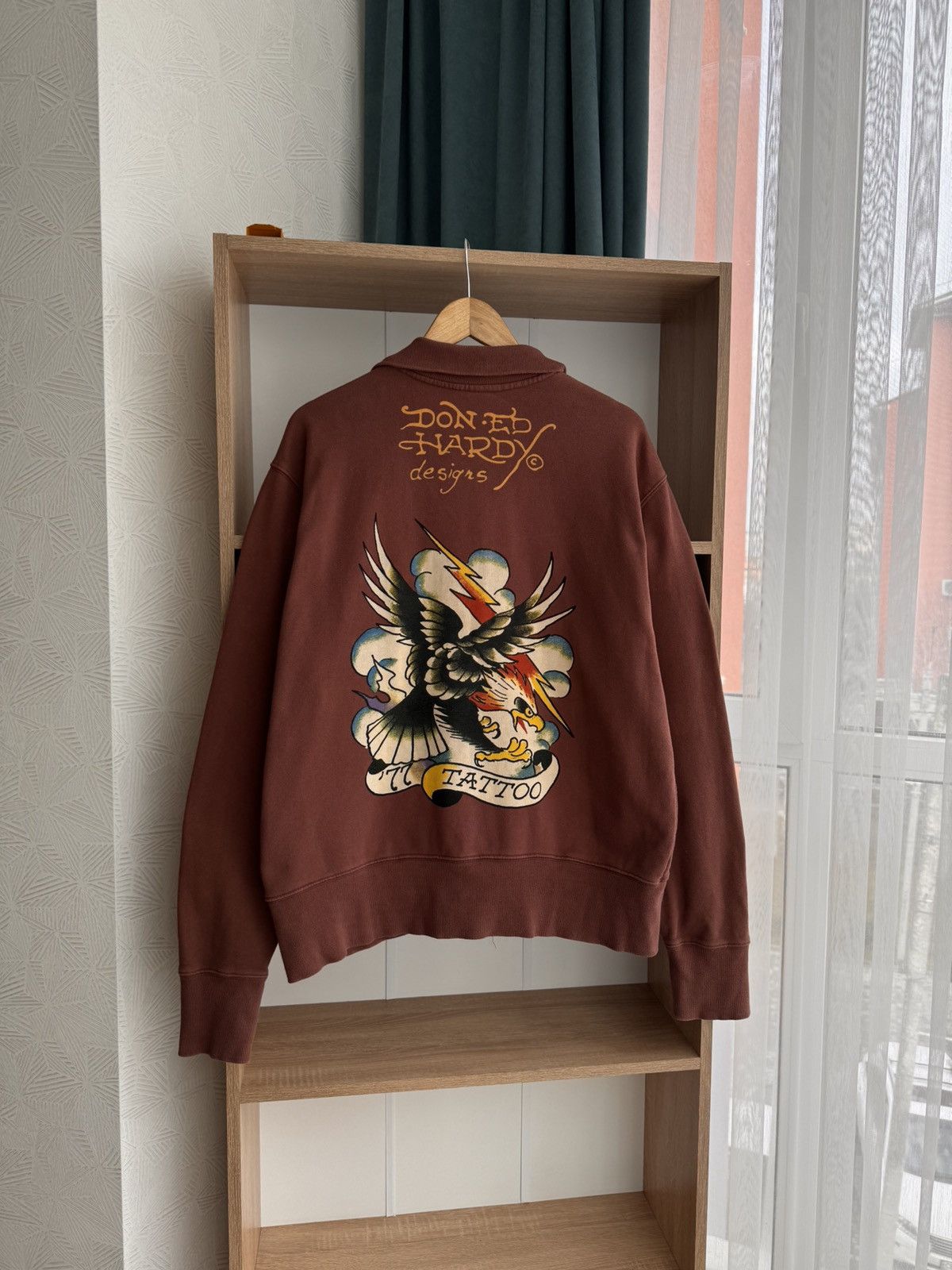Christian Audigier × Japanese Brand × Vintage Vintage Ed Hardy by Christian Audigier Brown Tattoo Hoodie Size US XL / EU 56 / 4 - 9 Thumbnail