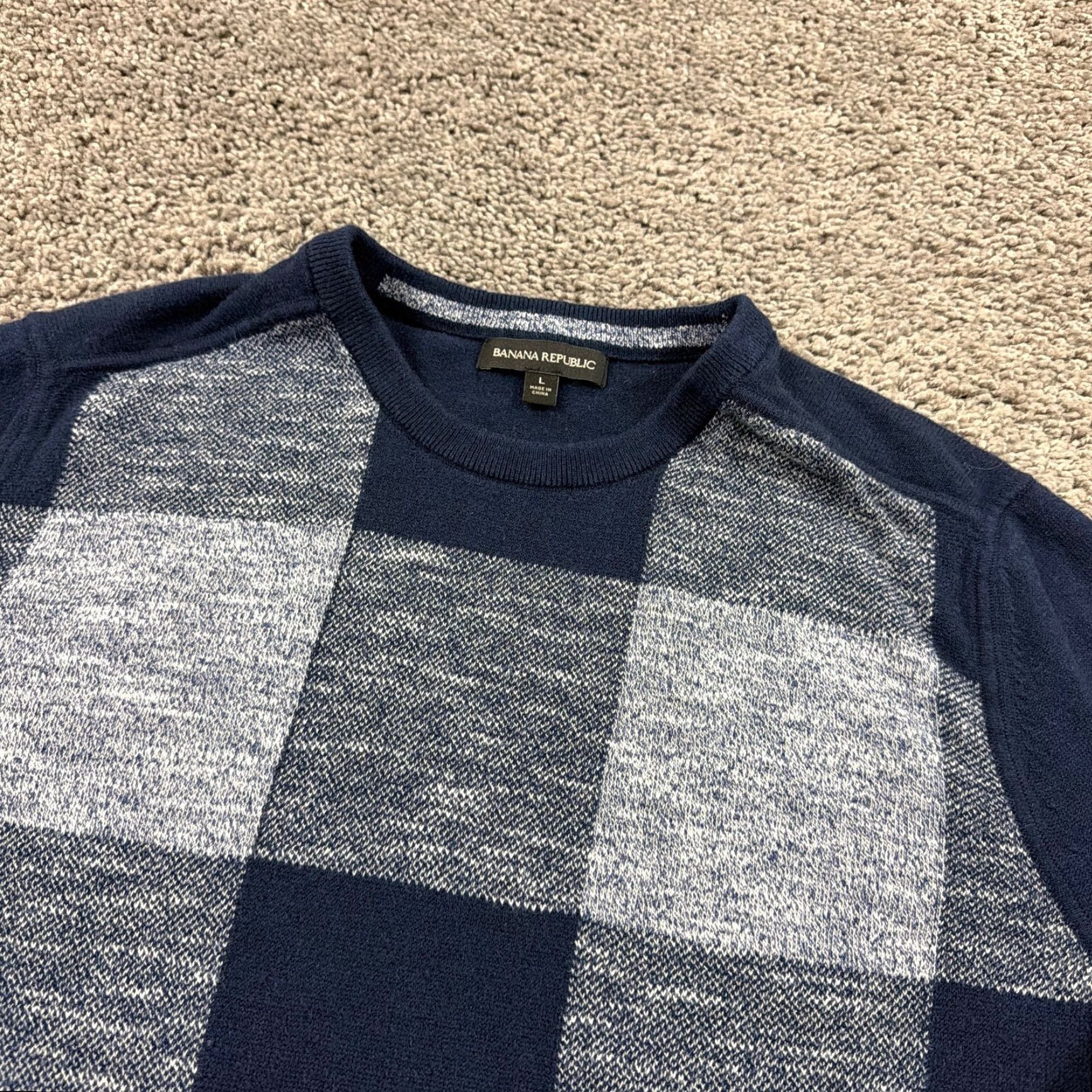 Banana Republic Banana Republic Sweater Mens L Blue - Wool Linen Cotton Knit Crewneck Long Sleeve Pullover Casual Shirt? Size US L / EU 52-54 / 3 - 2 Thumbnail