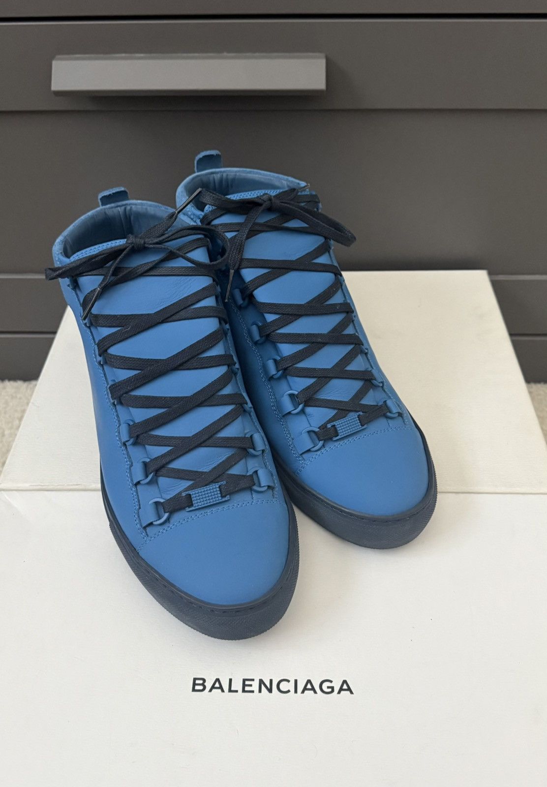 Balenciaga Arena Blue Suede+Leather Hightop Sneaker 41