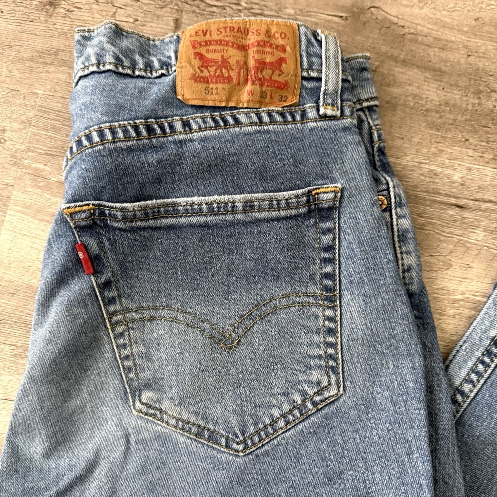 Levi's Levi’s 511 Slim Fit Jeans Mens 33x32 Blue Stretch Distressed Denim Size US 33 - 6 Thumbnail