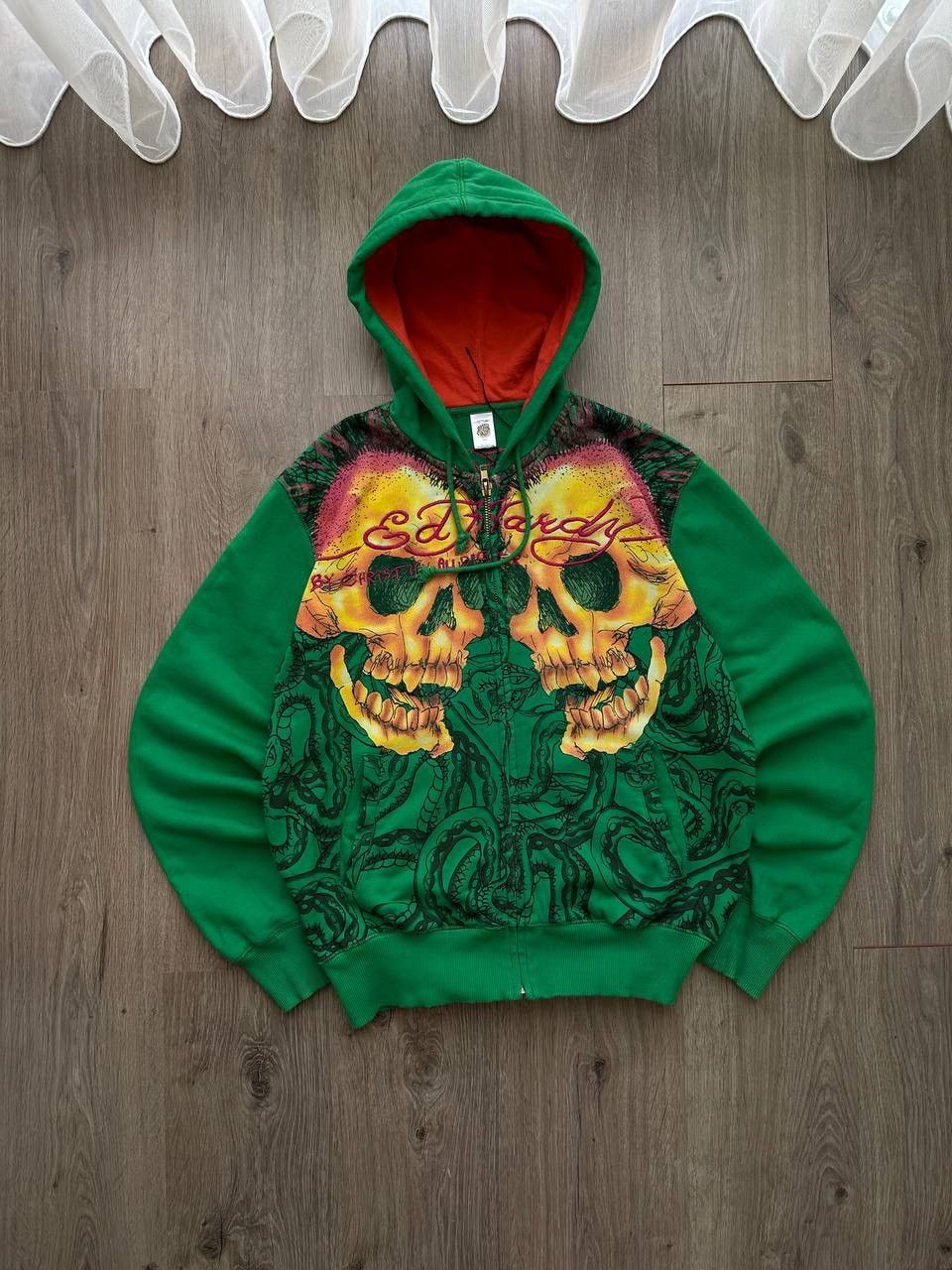 Christian Audigier × Ed Hardy × Vintage Vintage Ed Hardy Christian Audigier Green Hoodie Size US S / EU 44-46 / 1 - 20 Thumbnail