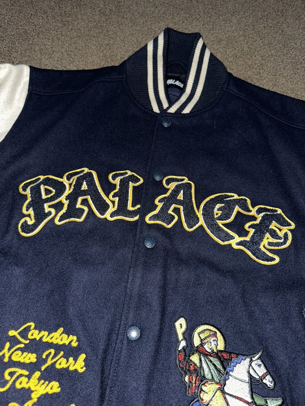 Palace Palace Saints Varsity Jacket Navy | Grailed