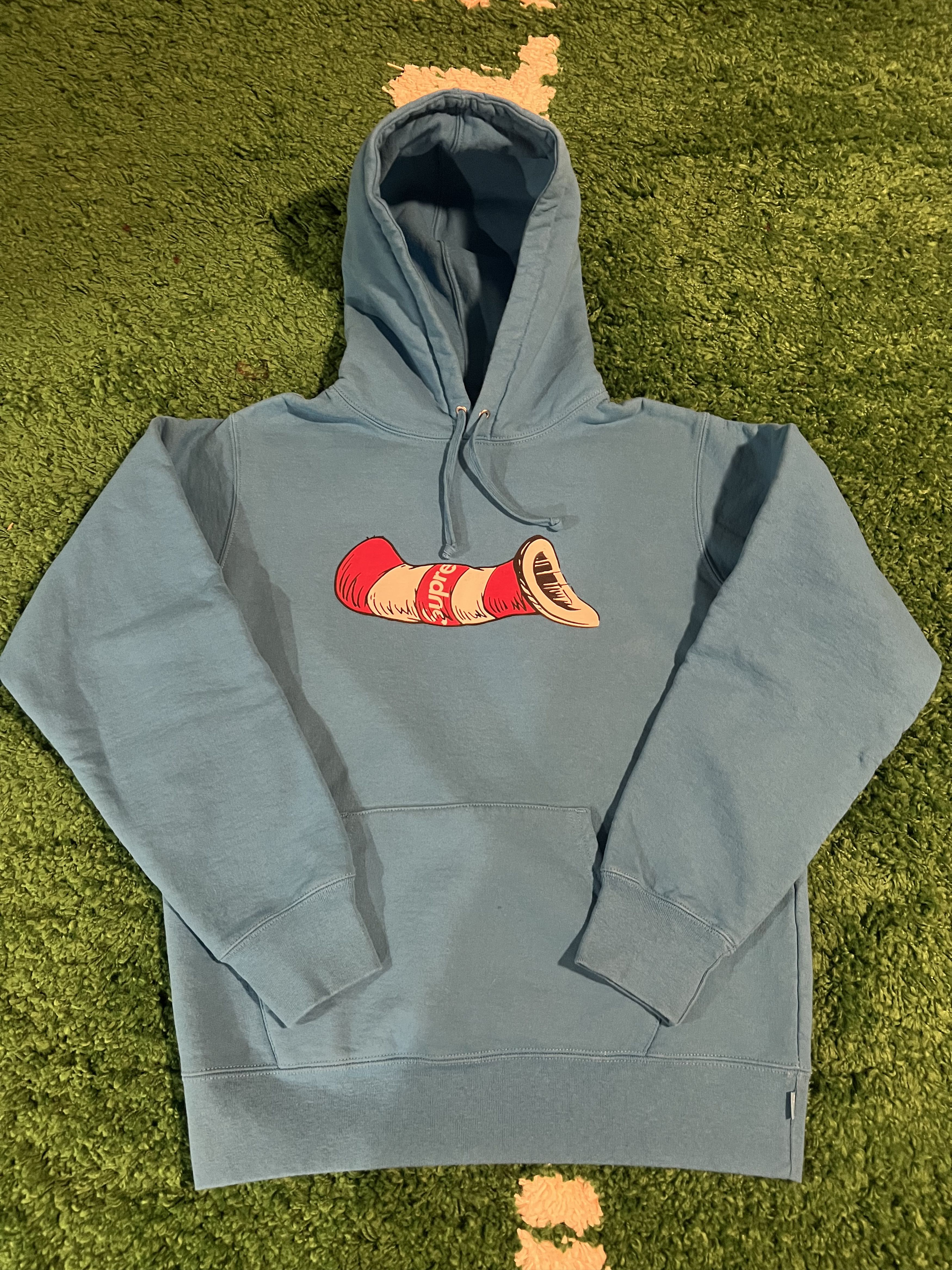 Supreme Bright Royal Cat in the Hat Hooded Sweatshirt Medium