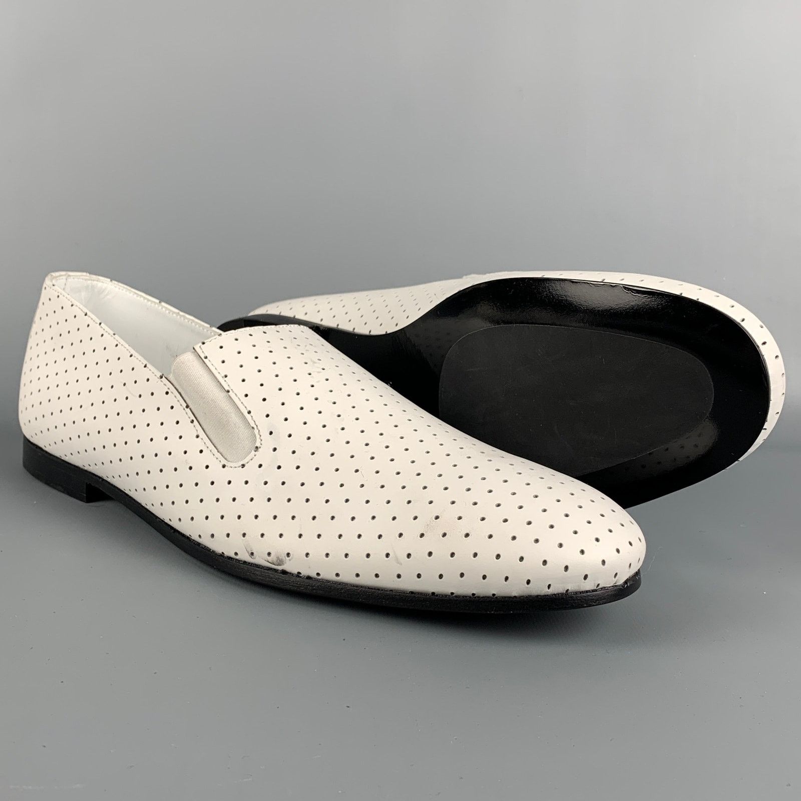Paul Smith PAUL SMITH Size 10 White Perforated Leather Slip On Loafers Size US 10 / EU 43 - 3 Thumbnail