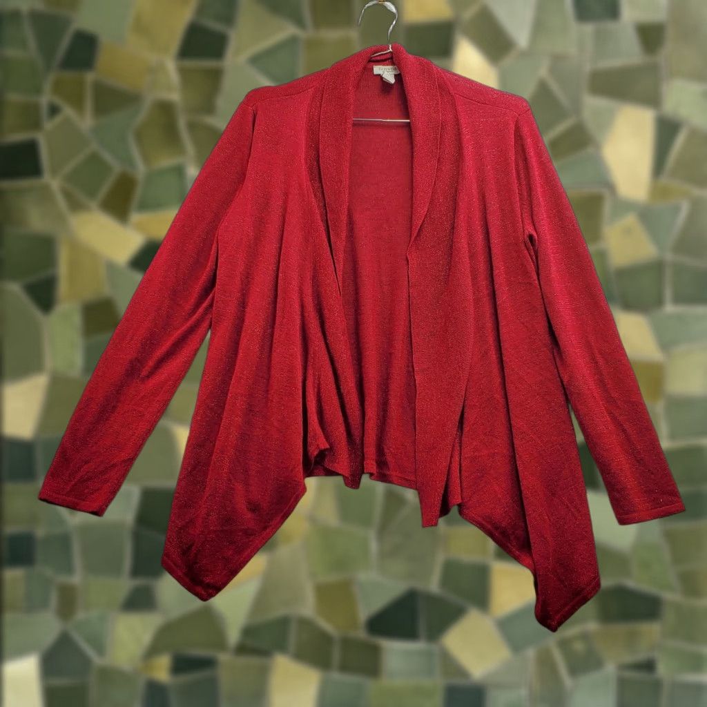 Vintage Chicos Cardigan Sweater Women S Red Knit Rayon Shawl Neck Casual Open 1 (S) Easywear Vintage No Size S / US 4 / IT 40 - 1 Thumbnail