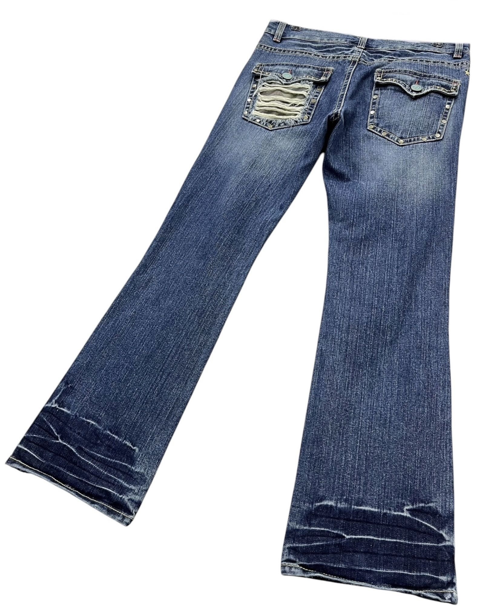 Grunt Style 🔥OZZ-FIRST PINBALL Grunge Ripped Studded Punk Flare Denim Size US 34 / EU 50 - 10 Thumbnail