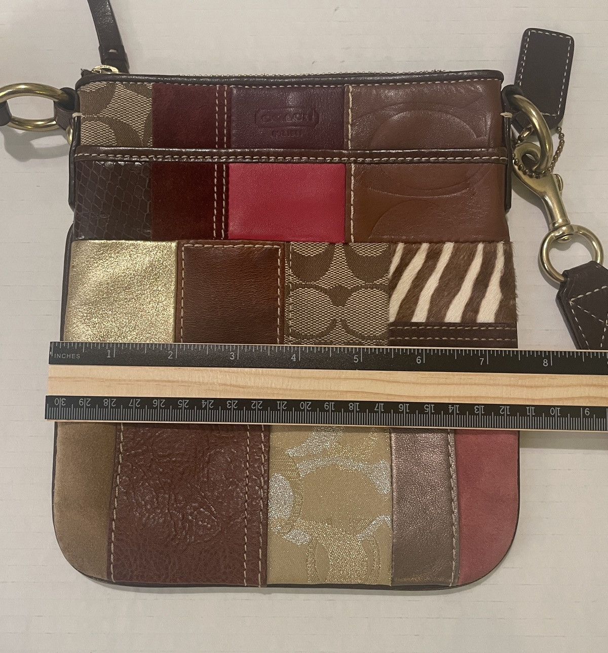 Coach Coach Patchwork Brown Leather Suede Bag Crossbody Handbag Size ONE SIZE - 8 Thumbnail