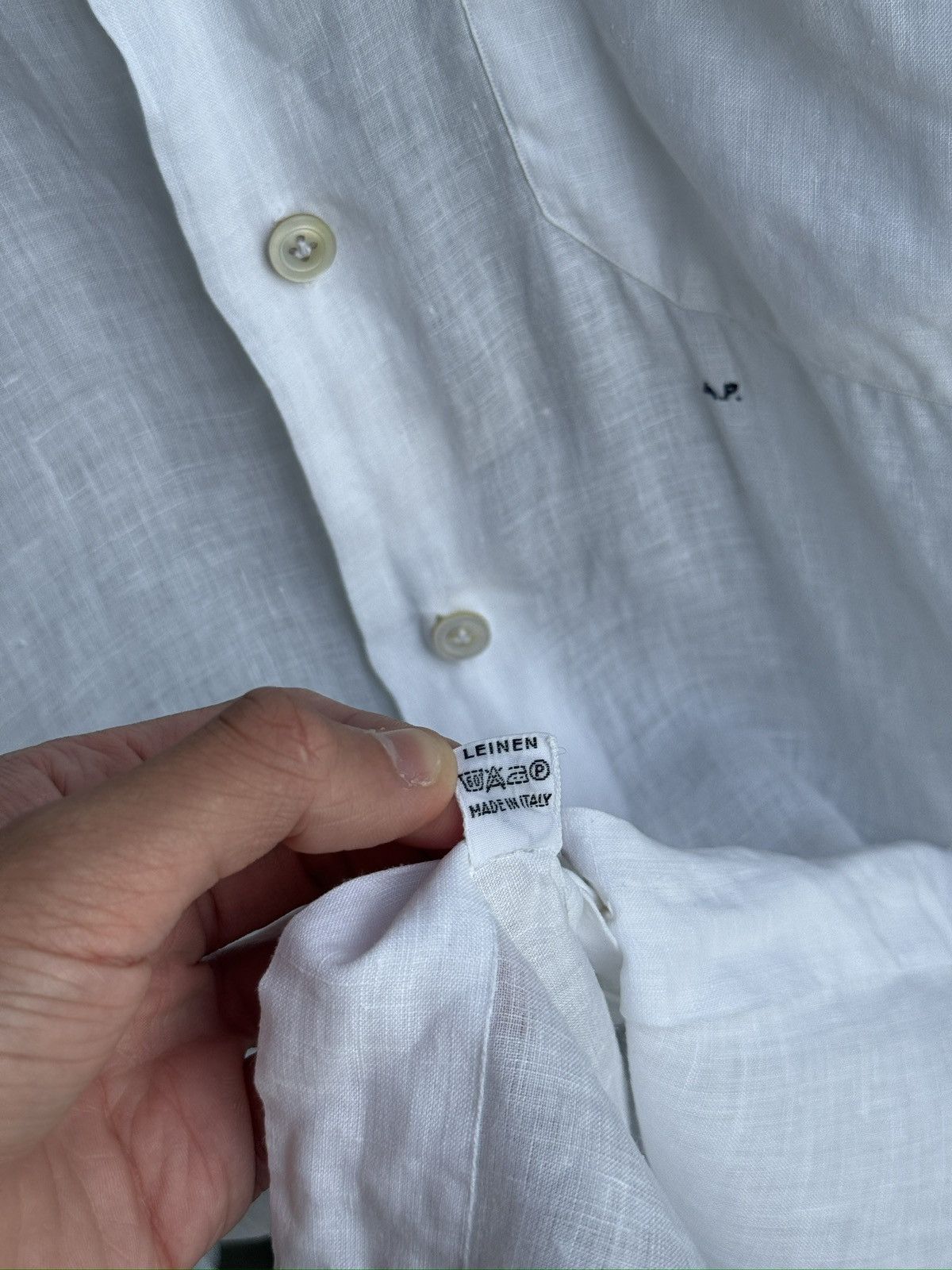 Kiton Kiton 100% Linen One Pocket Button Shirt White Mens Size US M / EU 48-50 / 2 - 14 Thumbnail