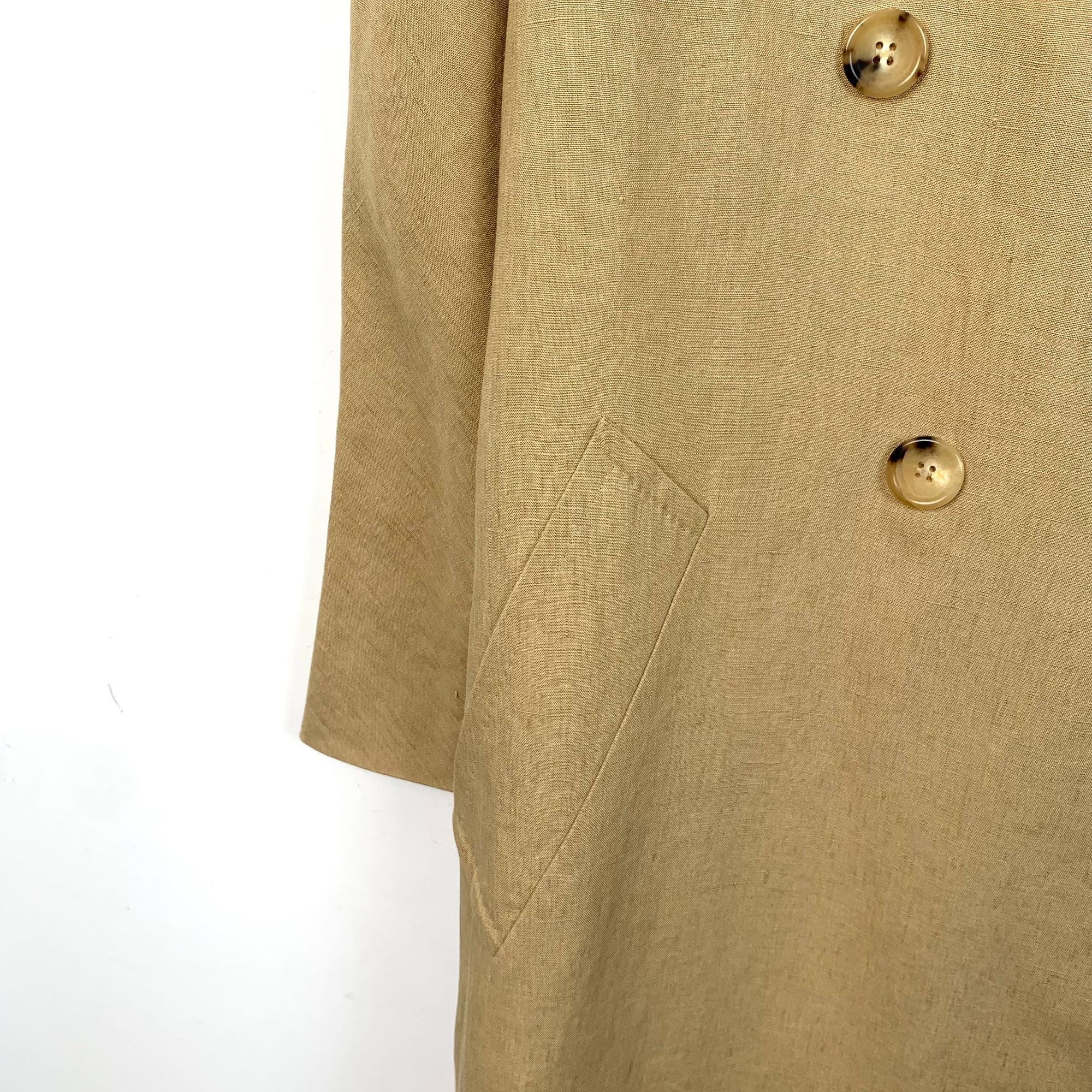 Max Mara Max Mara Womens Brown Linen Double-Breasted Trench Coat Lape Size XS / US 0-2 / IT 36-38 - 6 Thumbnail