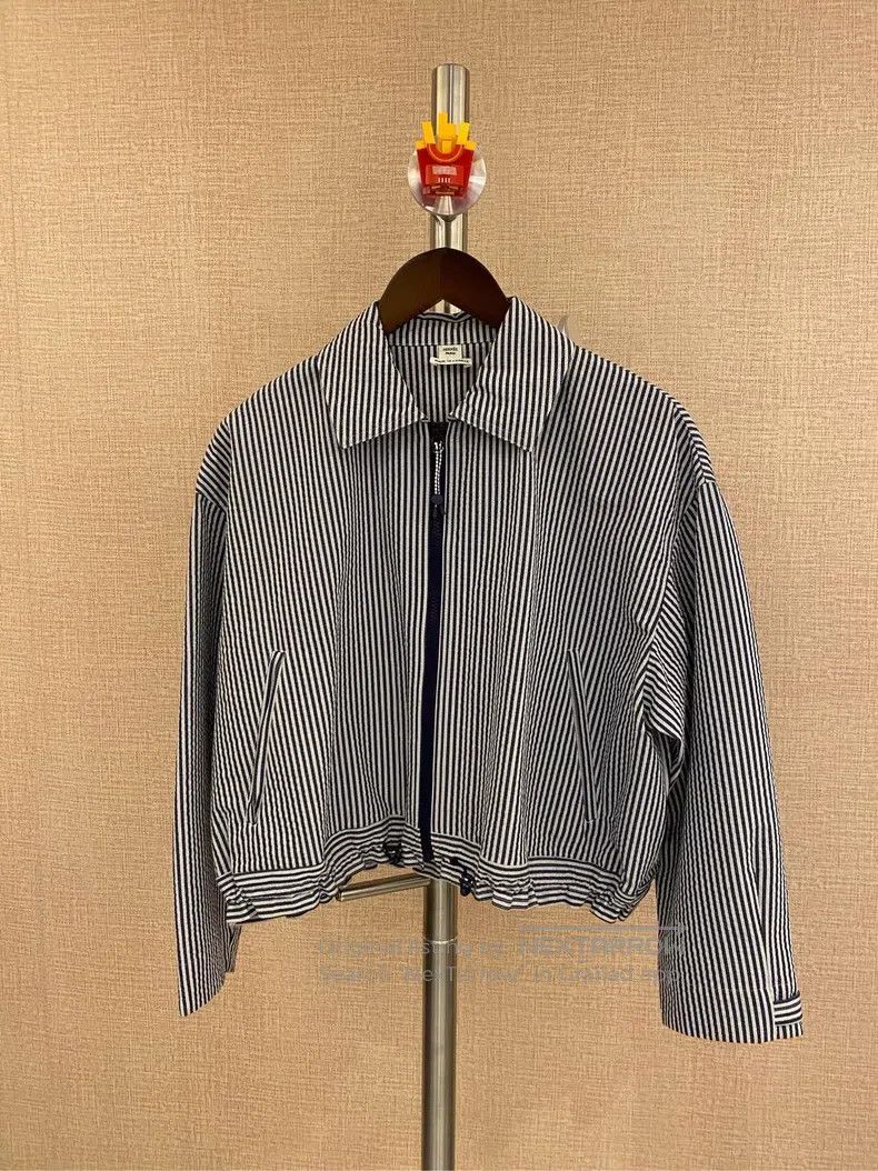 Hermes Hermes Striped Lapel Casual Beach Jacket Coat, Blue-Grey Size XXS / US 00 / IT 34 - 1 Thumbnail