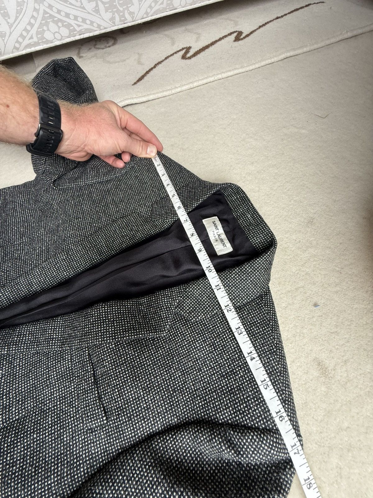 Saint Laurent Paris Saint Laurent herringbone notch lapel suit jacket 48 Size 38R - 3 Thumbnail