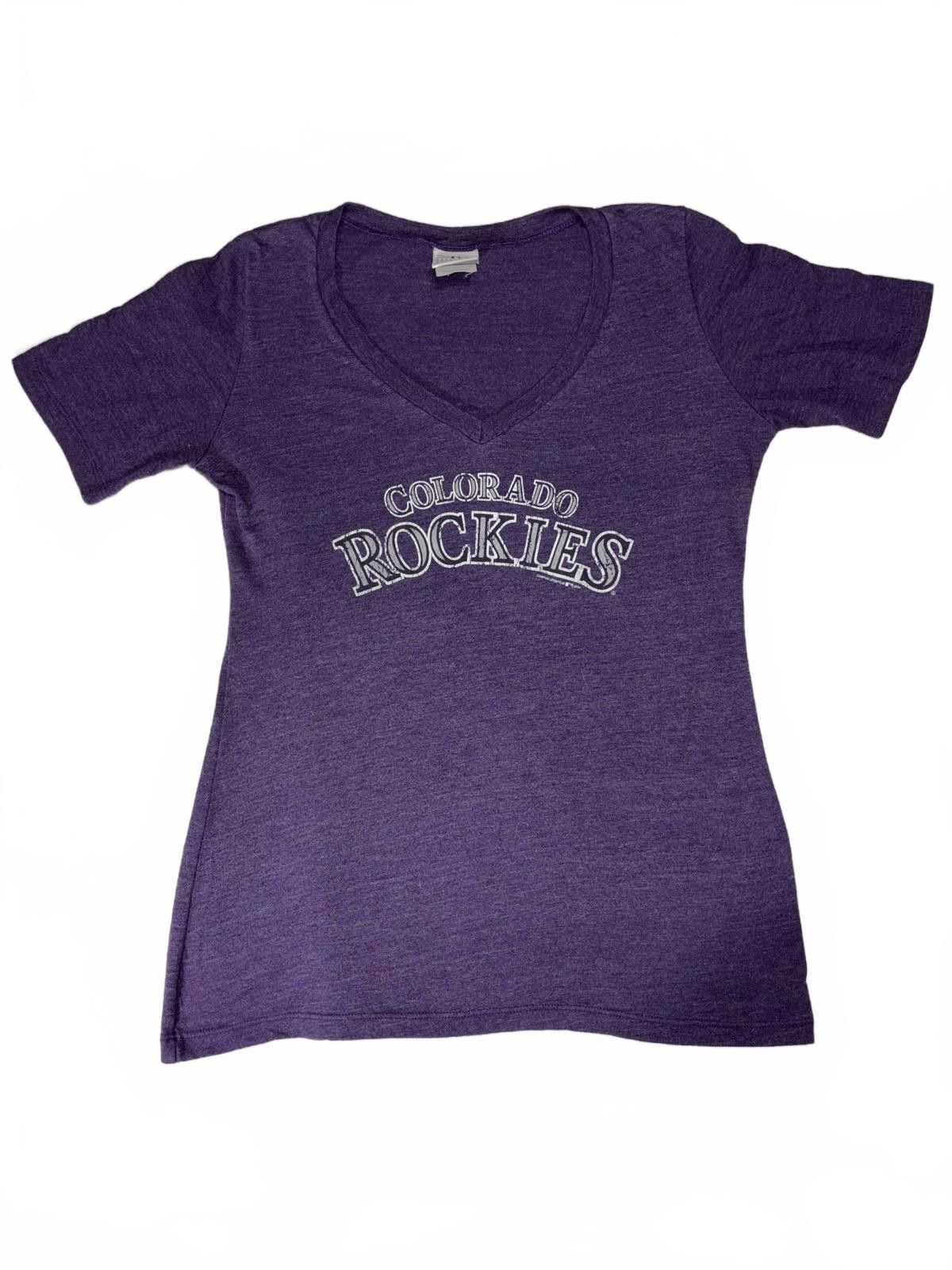 Designer Colorado Rockies V-Neck T-Shirt - Women's Casual Tee Size L / US 10 / IT 46 - 1 Thumbnail