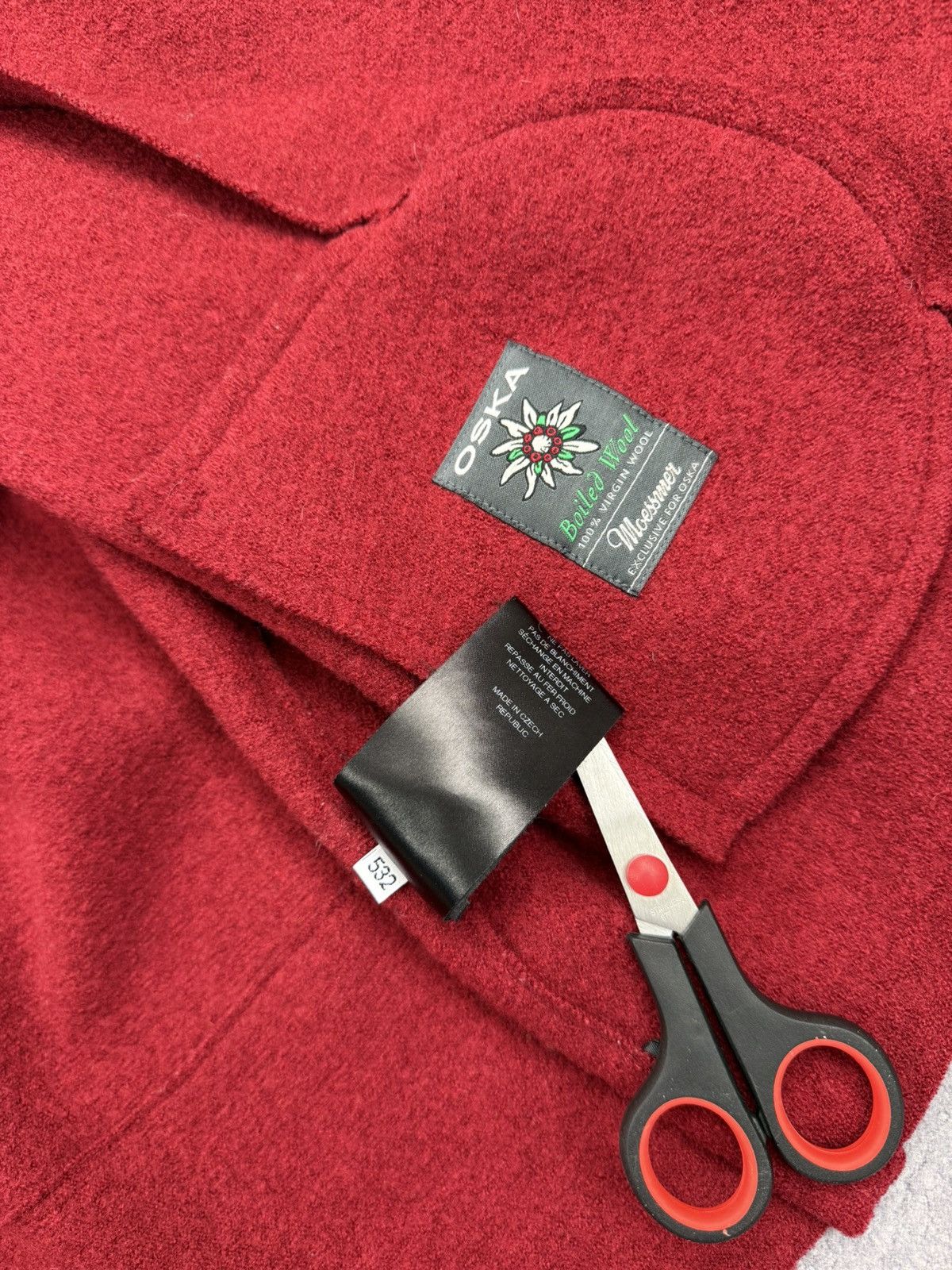 OSKA Oska Boiled Wool Coat Jacket Red Blazer Avant Garde Cardigan Size L / US 10 / IT 46 - 16 Thumbnail