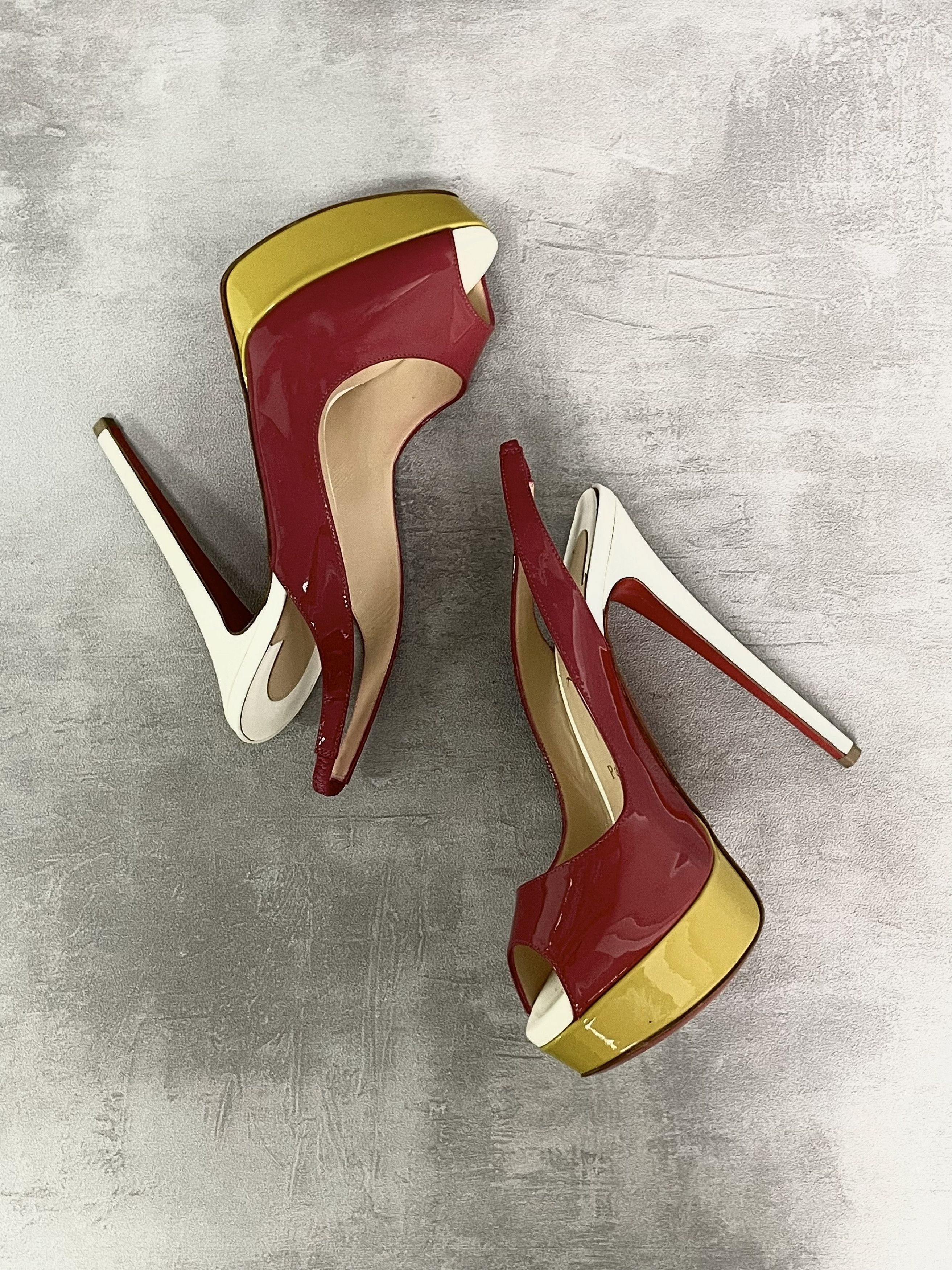 Christian Louboutin Magenta Peep Toes 14cm Patent Leather Sling Back Size US 6.5 / IT 36.5 - 6 Thumbnail