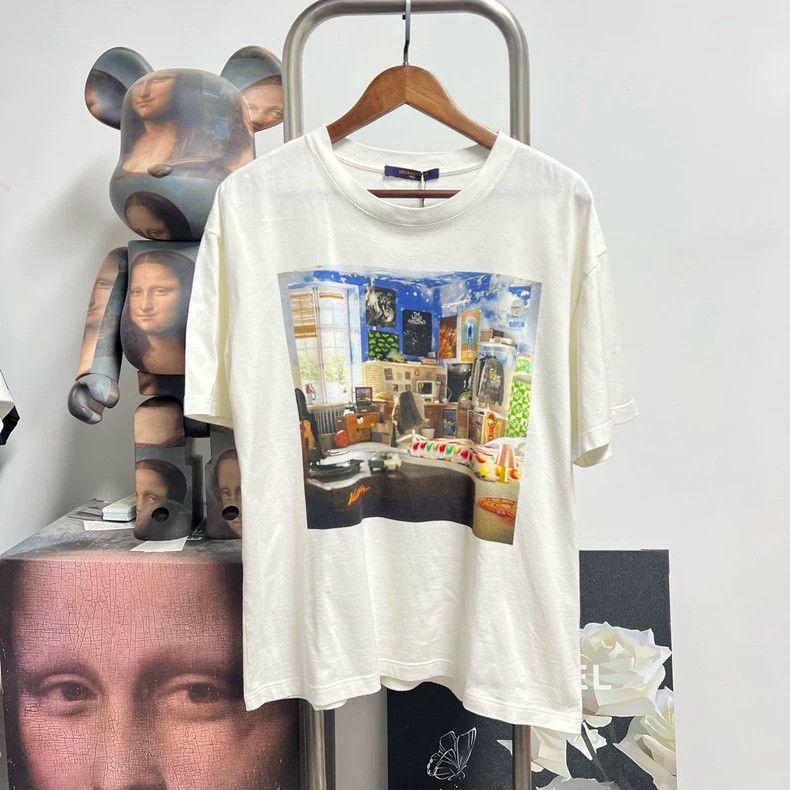 【ヴィンテージ感が可愛い♪】Louis Vuitton★Tシャツ Graphic Intarsia Short-Sleeved Cotton Crewneck - Men - Ready