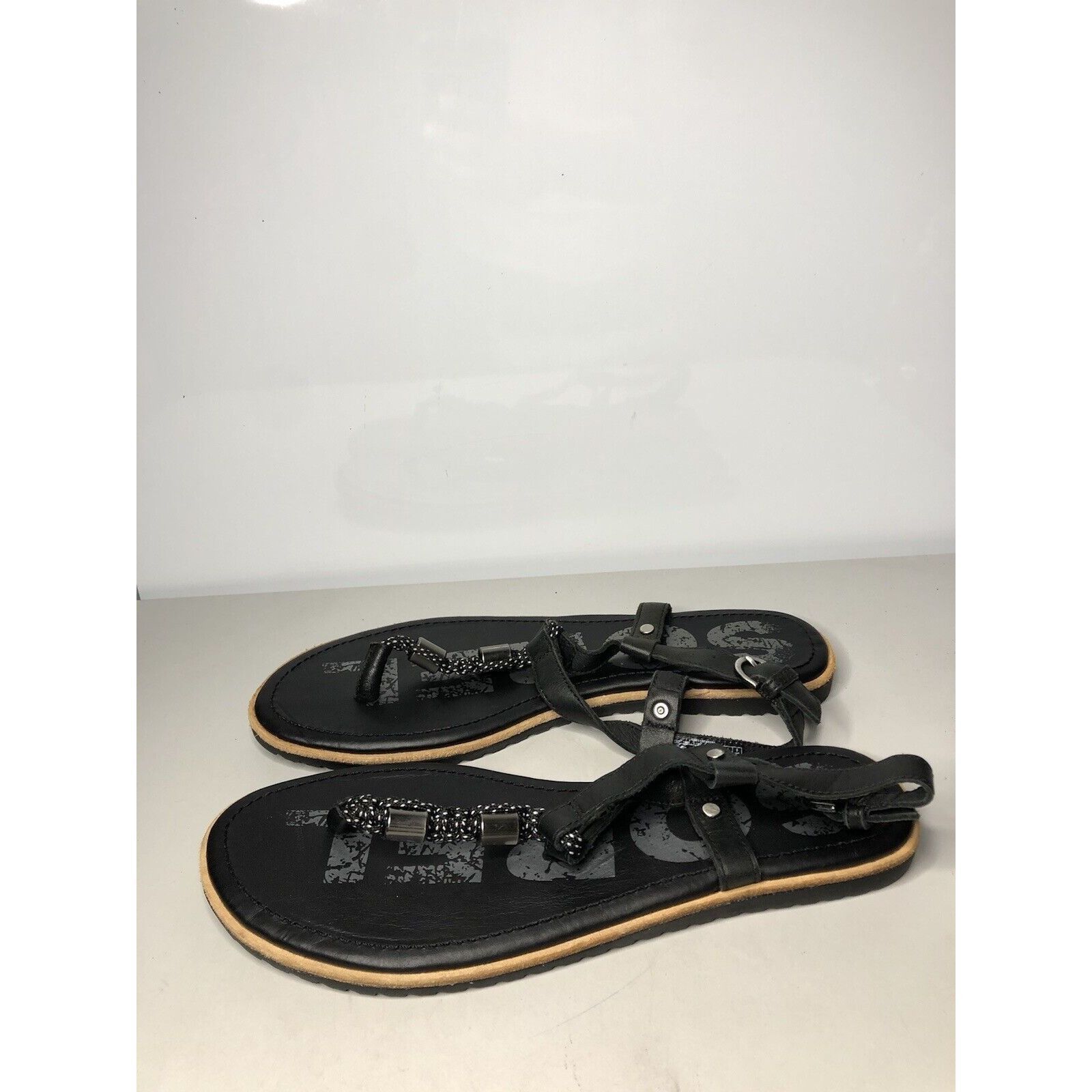 SOREL Sorel Black Leather Thong Casual Ankle Strap Flats Sandals W Size US 9 / IT 39 - 12 Thumbnail