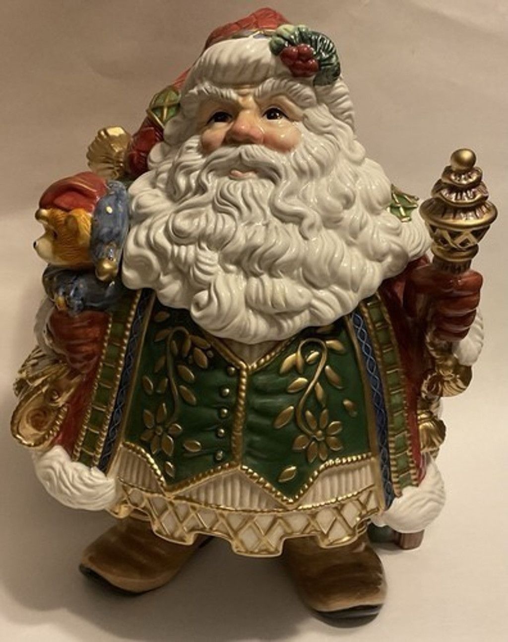 Other NWOB Fitz & Floyd Jolly Ole St. Nick Cookie Jar with Staff Size ONE SIZE - 16 Thumbnail