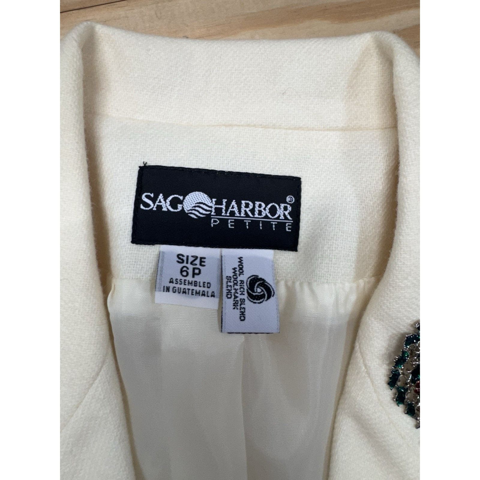 Other Sag Harbor Blazer Women’s 6 Petite Ivory Boyfriend Size M / US 6-8 / IT 42-44 - 6 Thumbnail