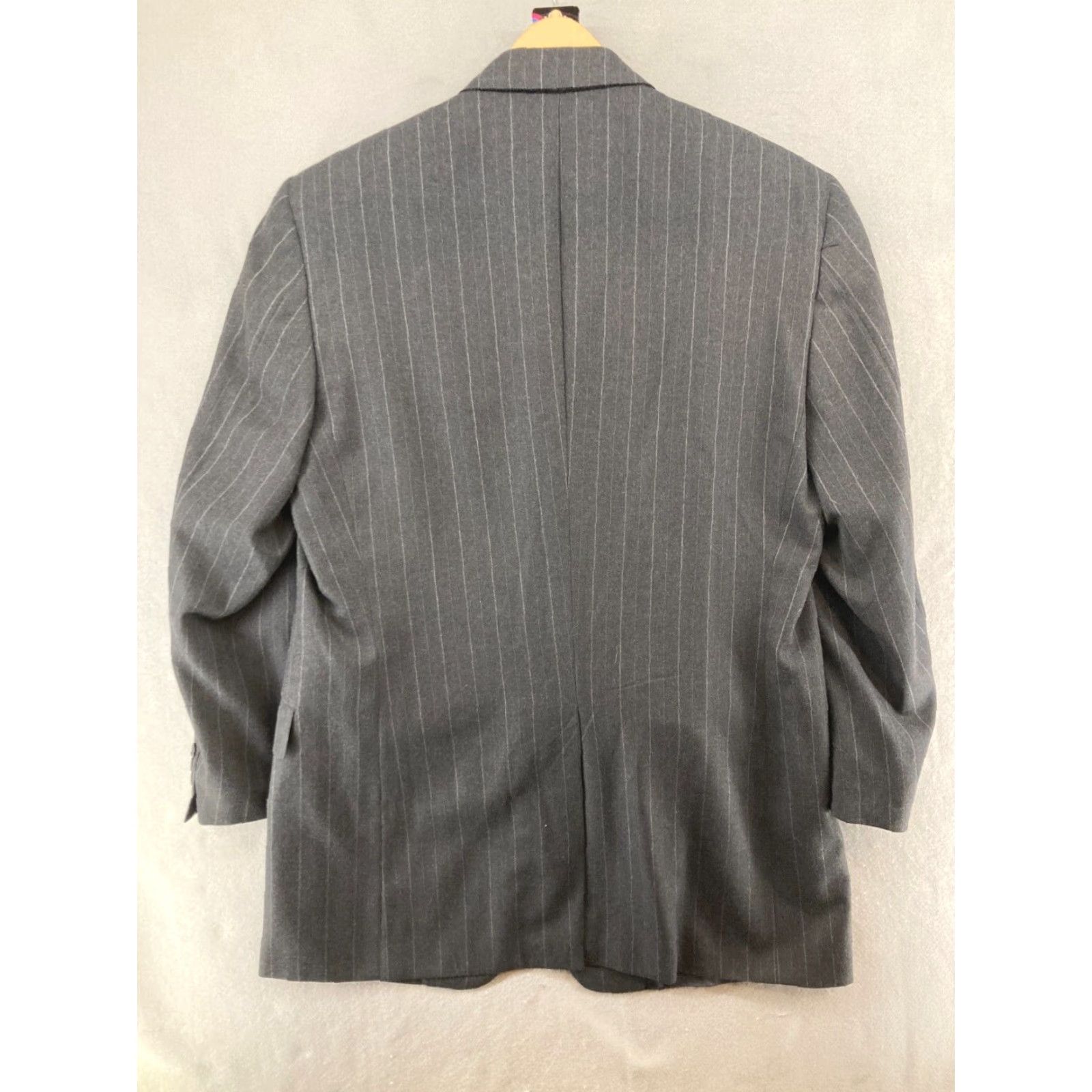 Vintage VINTAGE Hickey Freeman Suit 2 Piece 44 XLG Wool Pinstripe Gray Business Mens Size 44R - 7 Thumbnail