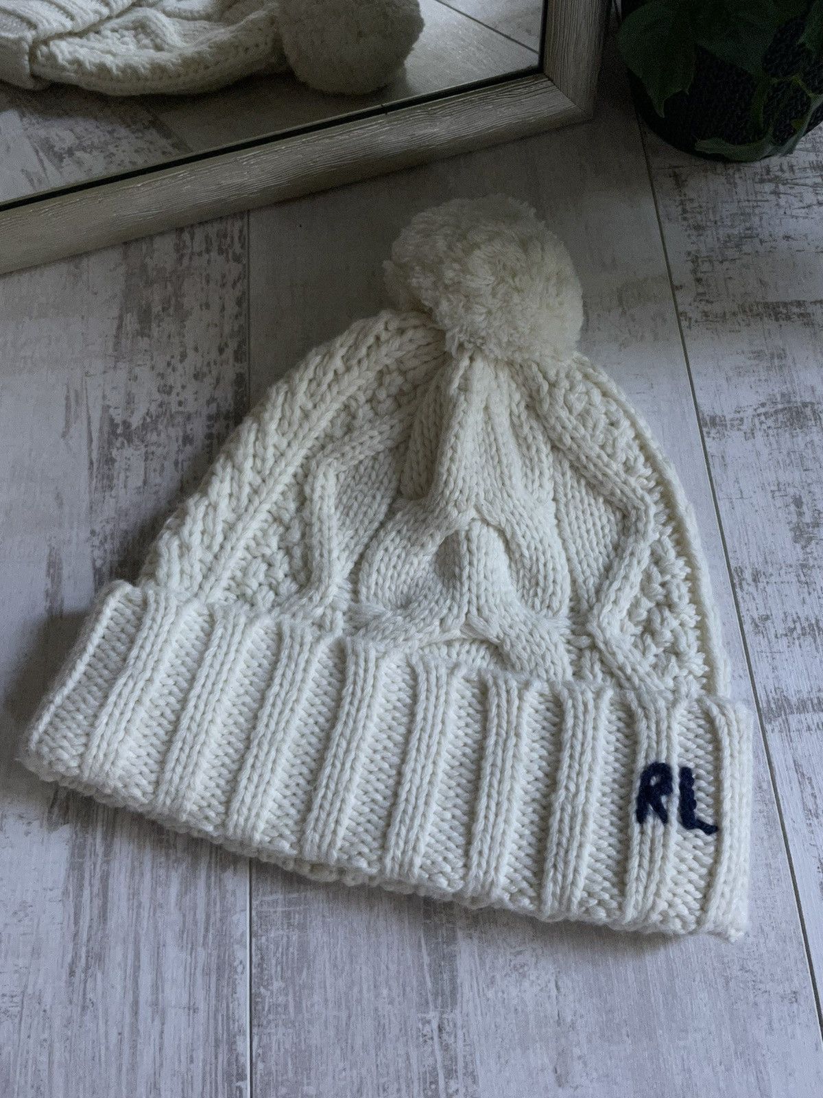 Polo Ralph Lauren × Ralph Lauren Vintage Polo Ralph Lauren RL Knit White Hat RARE Size ONE SIZE - 2 Thumbnail