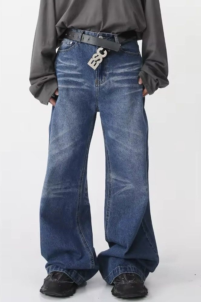 Designer × Vintage Washed Gradient Straight Wide Leg Jeans Pants y2k Size US 28 / EU 44 - 1 Thumbnail