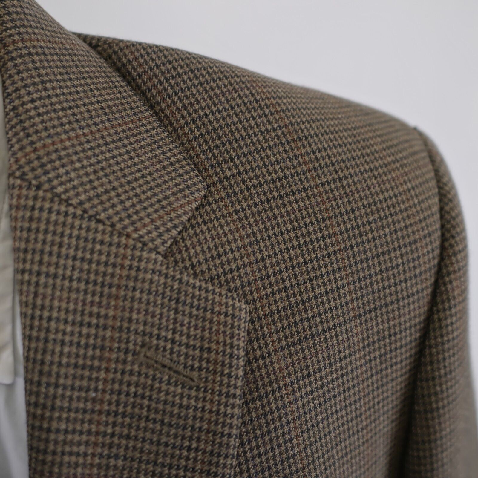 Pronto Uomo Pronto Uomo Brown Tan Tweed Wool Houndstooth Windowpane 40R Size 40R - 2 Thumbnail