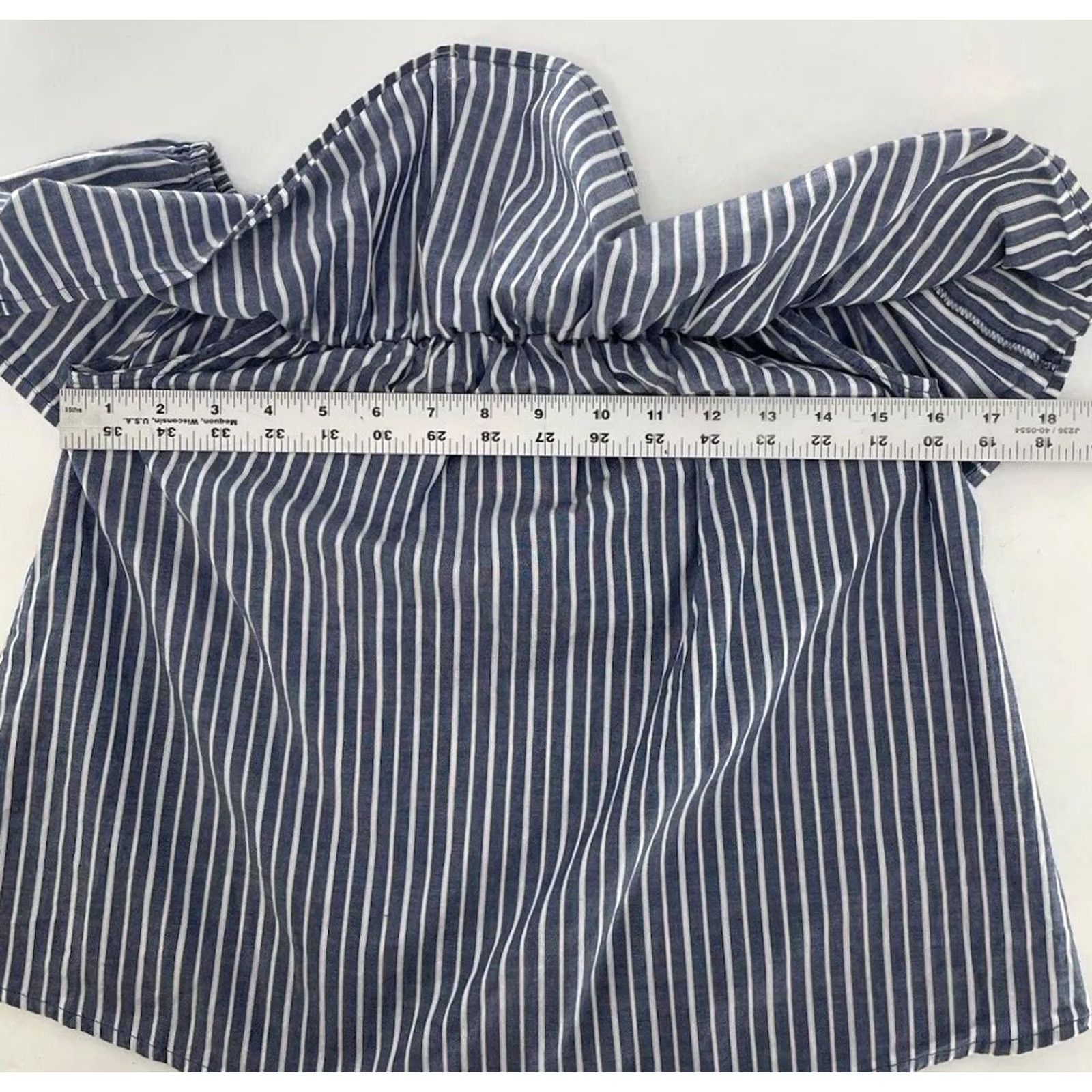 Vintage Xhilaration Blue & White Striped Off Shoulder 100% Cotton Blouse M Women Size M / US 6-8 / IT 42-44 - 5 Thumbnail