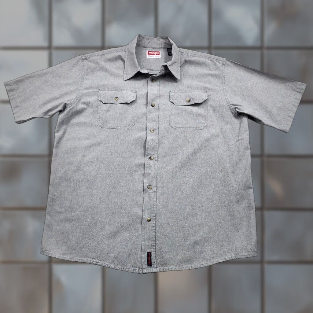 Wrangler Wrangler Shirt Mens L Gray Short Sleeve Button-Up Workwear Western Pockets Cowboy Classic Size US L / EU 52-54 / 3 - 1 Thumbnail