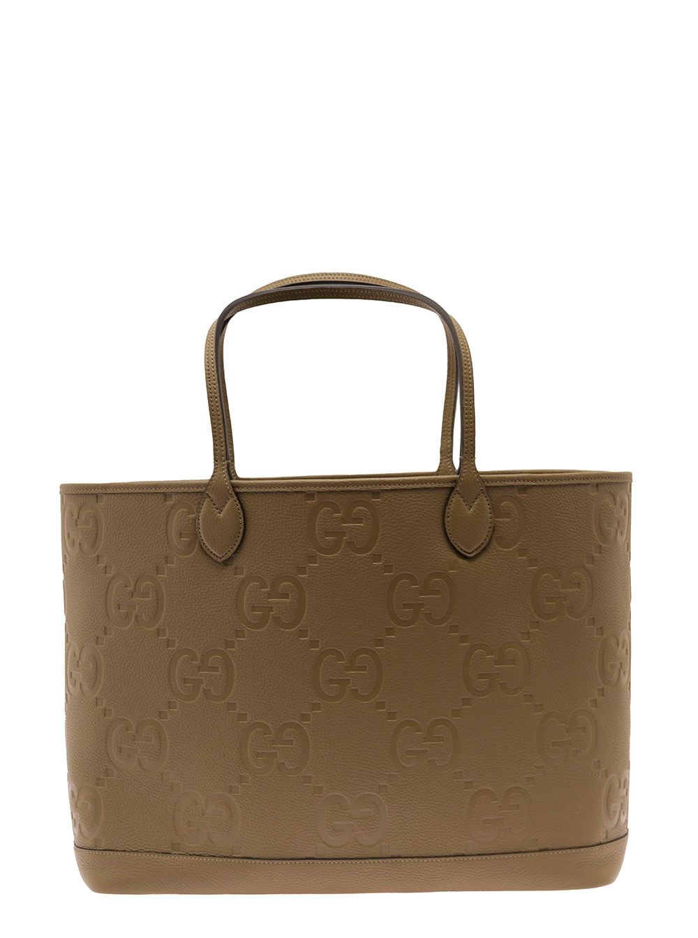´Jumbo´ Beige Handbag with All-Over Logo in Leather Man Accessories