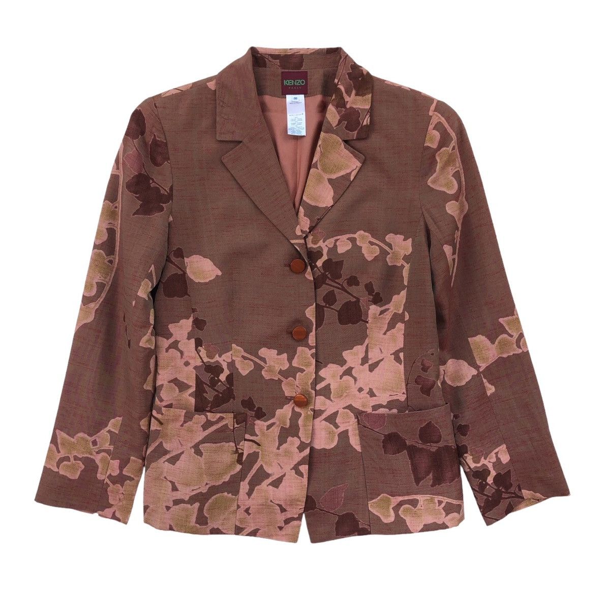 Kenzo KENZO Paris Brown Floral Pattern Rayon Suit Blazer / Jacket Size M / US 6-8 / IT 42-44 - 6 Thumbnail