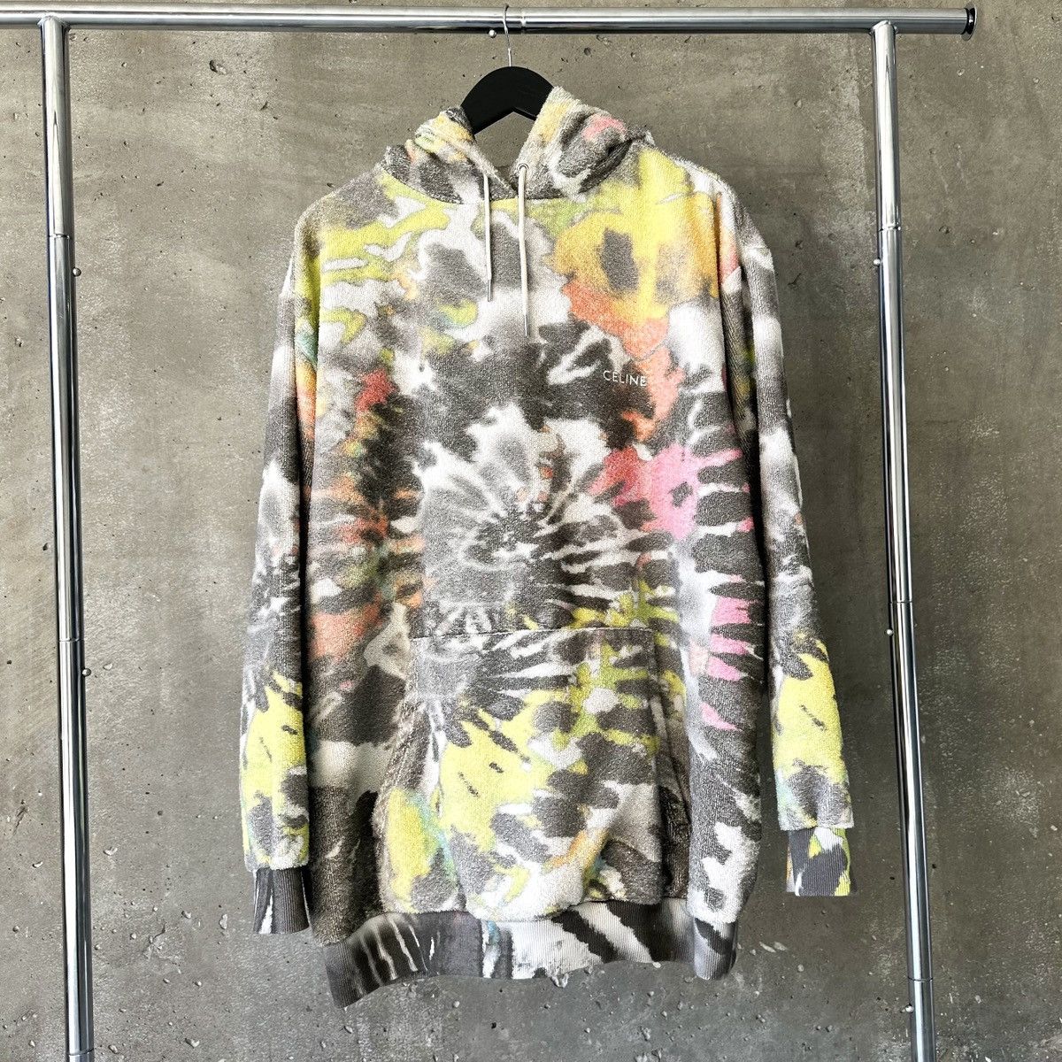 Celine Homme FW24 Tie-Dye Cotton Terry Hoodie