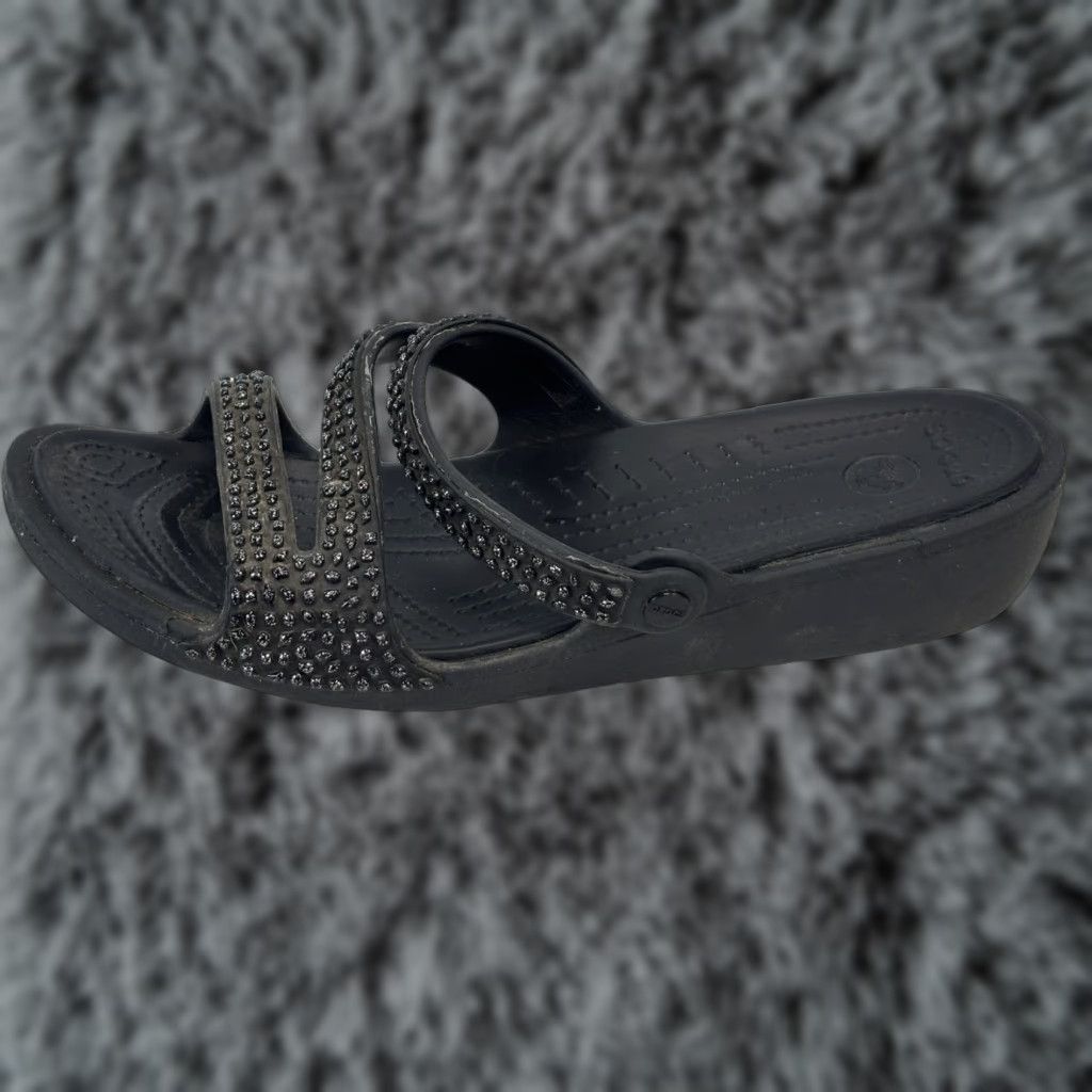 Crocs Crocs Women’s Sandal Patricia Diamante Black Wedge Slip-On 11 Casual Party/Cocktail Travel Size US 11 / IT 41 - 1 Thumbnail