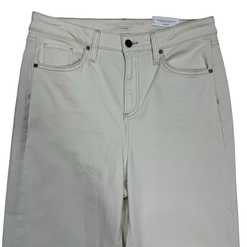 Chicos NWT New Chico's High Rise Straight Leg Ivory Jeans Size 2 U Size 34" / US 12 / IT 48 - 5 Thumbnail