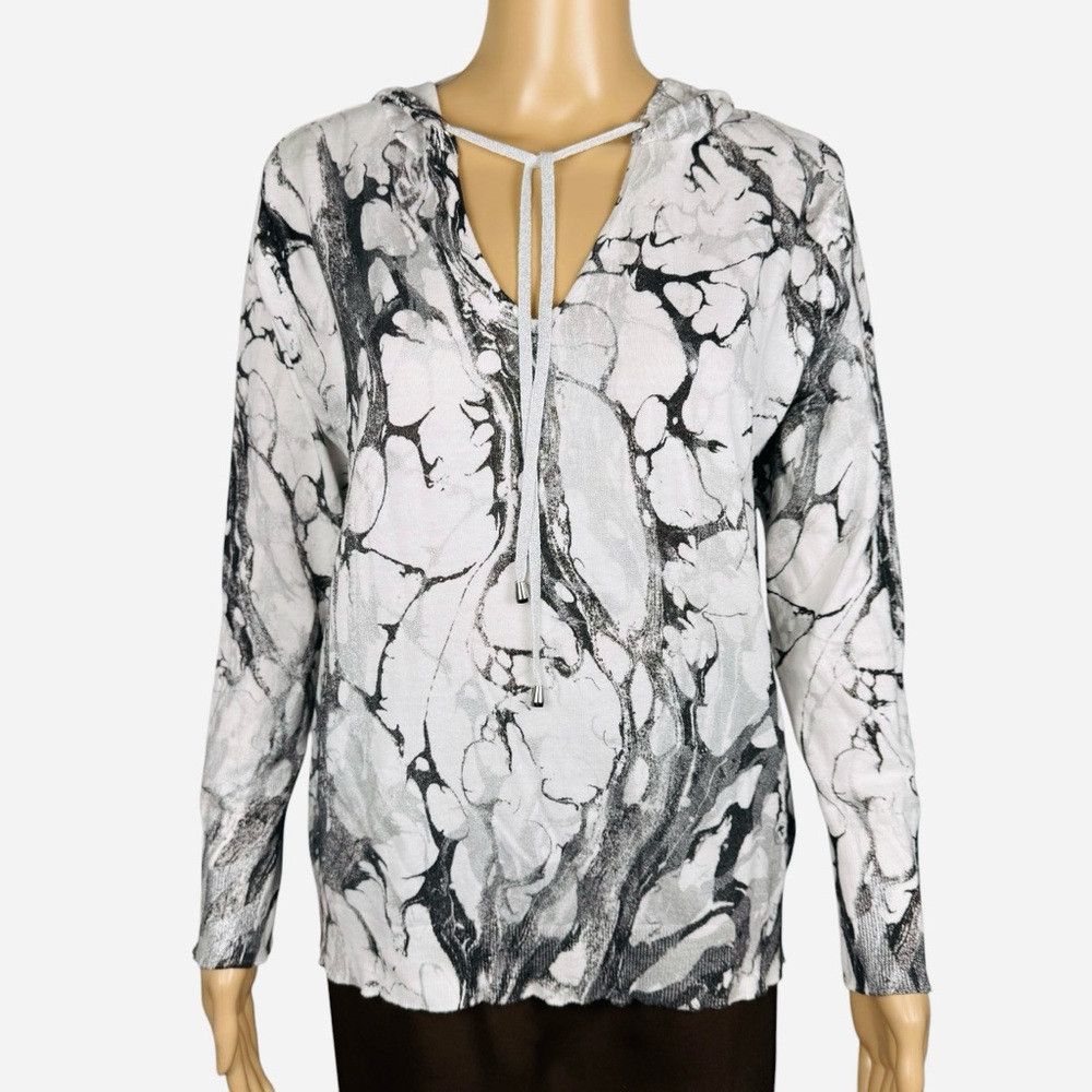 Other Caryn Vallone Marble Print Cotton Long Sleeve Hoodie Sweate Size S / US 4 / IT 40 - 1 Thumbnail