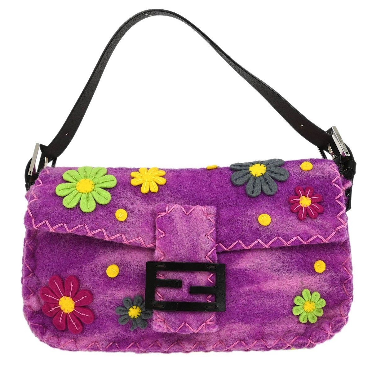 Fendi Fendi Baguette Bag Embroidered Zucca Wool Size ONE SIZE - 1 Thumbnail