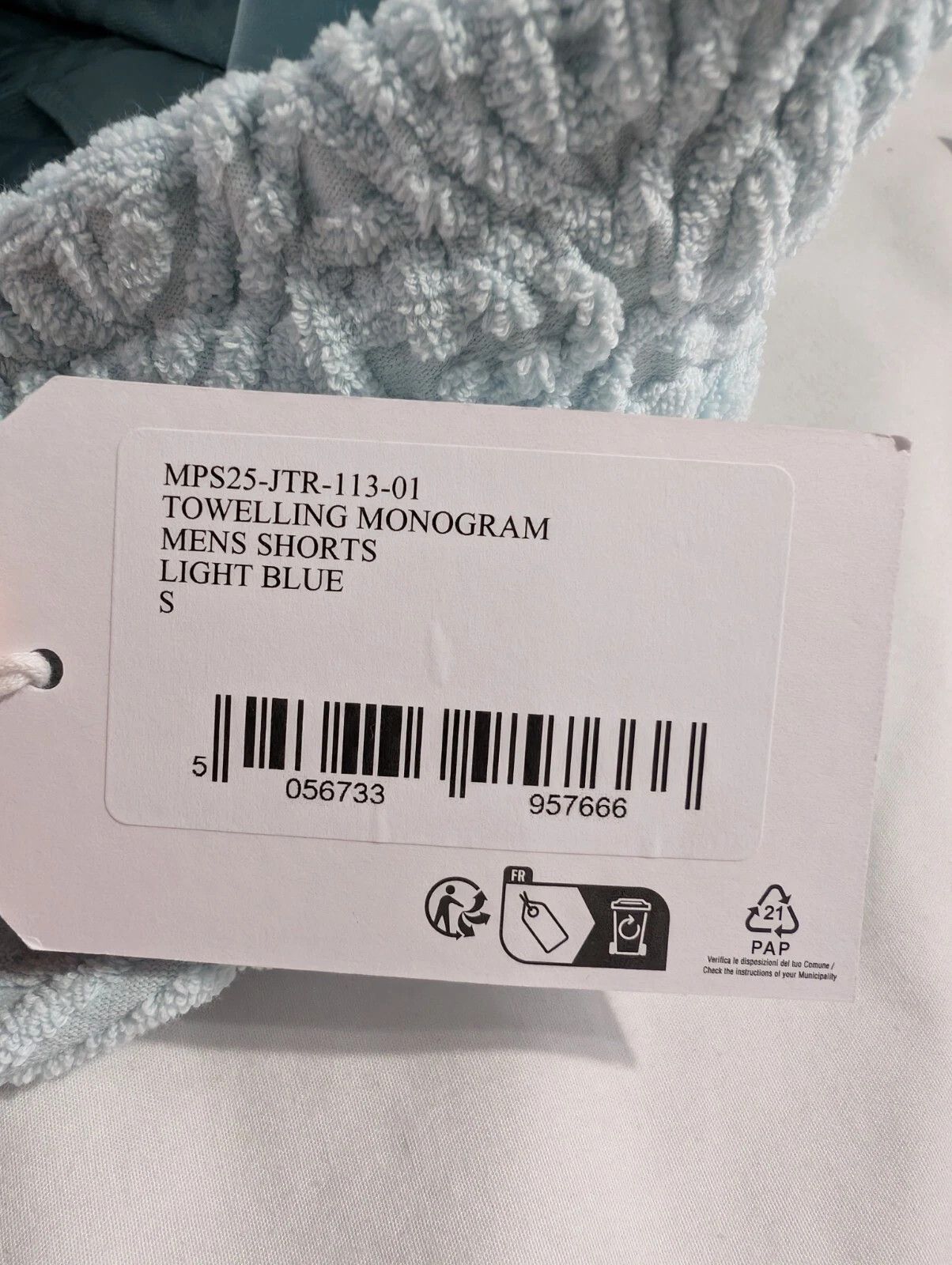 Casablanca o1rshd1 DUP / Towelling Monogram Shorts in Light Blue Size US 30 / EU 46 - 21 Thumbnail
