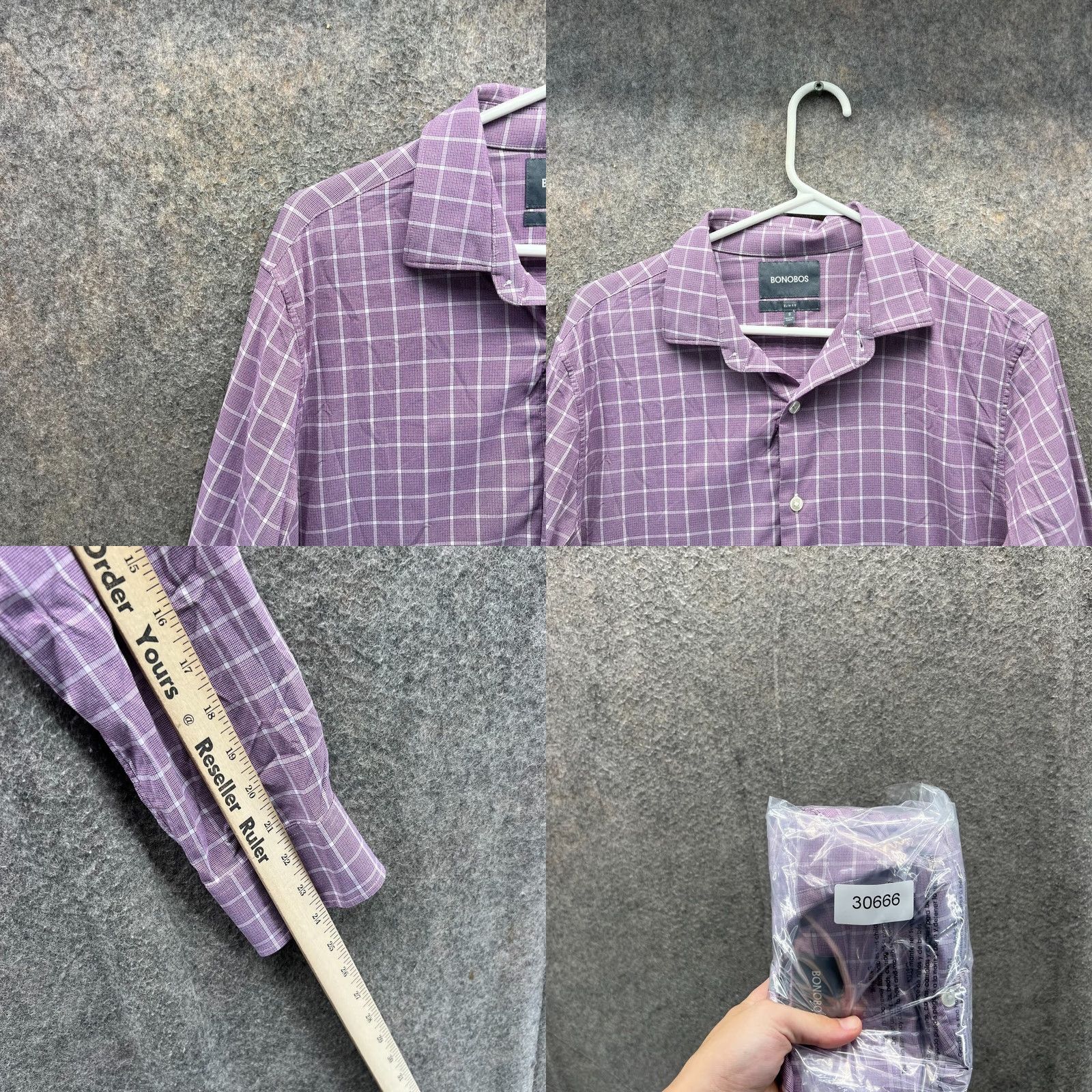 Bonobos Bonobos Shirt Mens Small Purple Button Down Slim Fit Windowpane Check Vintage Size US S / EU 44-46 / 1 - 8 Thumbnail