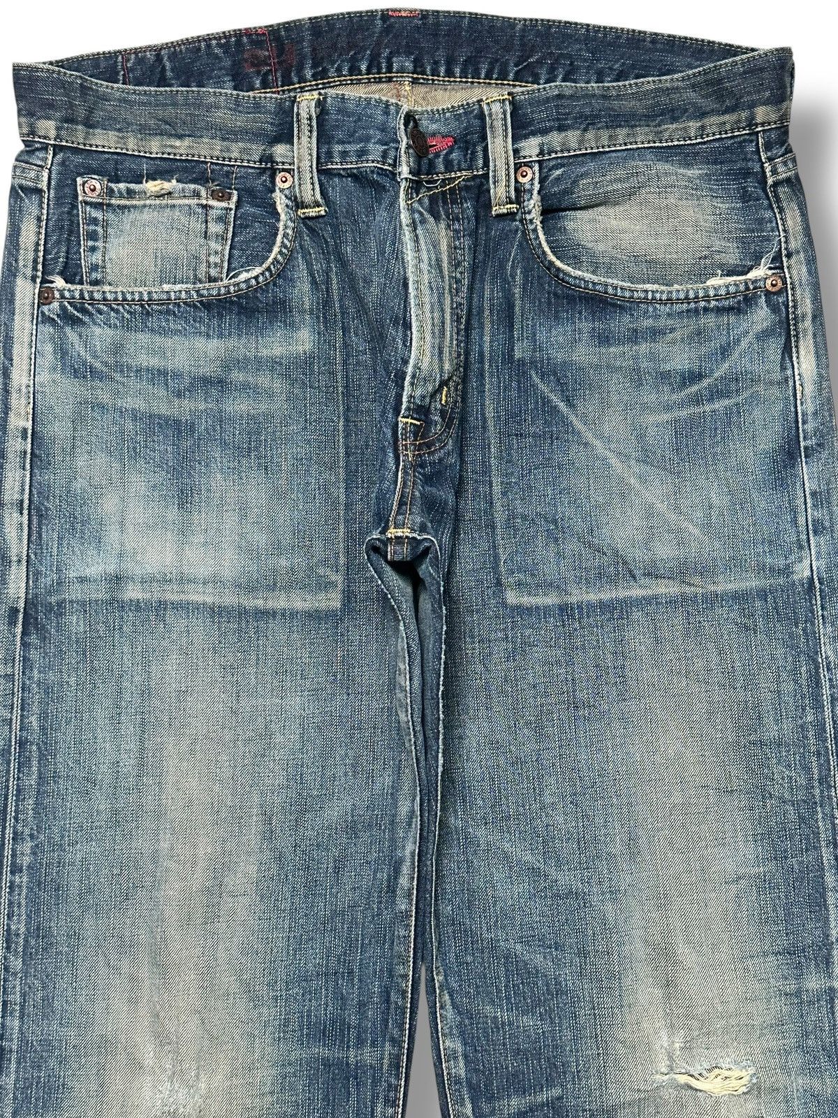 Edwin Edwin 504 Vintage Distressed Straight Jeans With Faded Wash Size US 36 / EU 52 - 2 Thumbnail