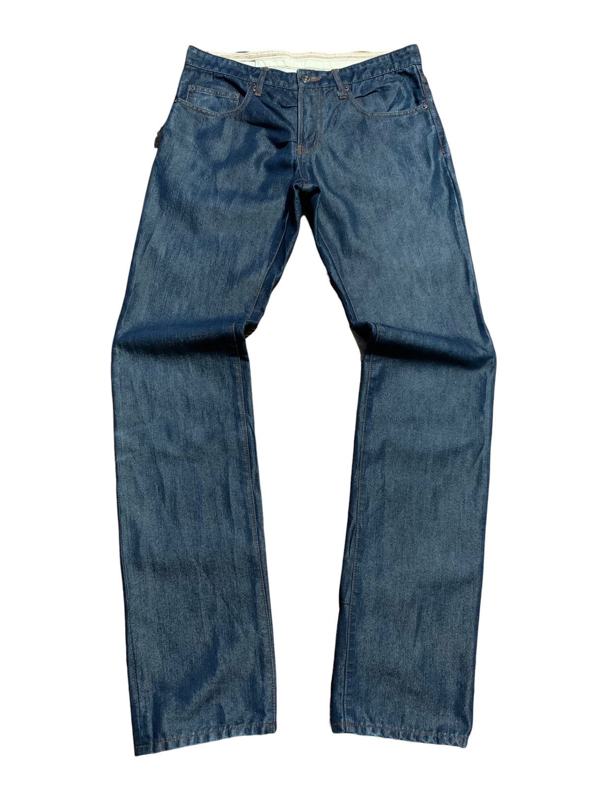 image of Yohji Yamamoto Against All Risk Aar Waxed Blue Denim, Men's (Size 30)