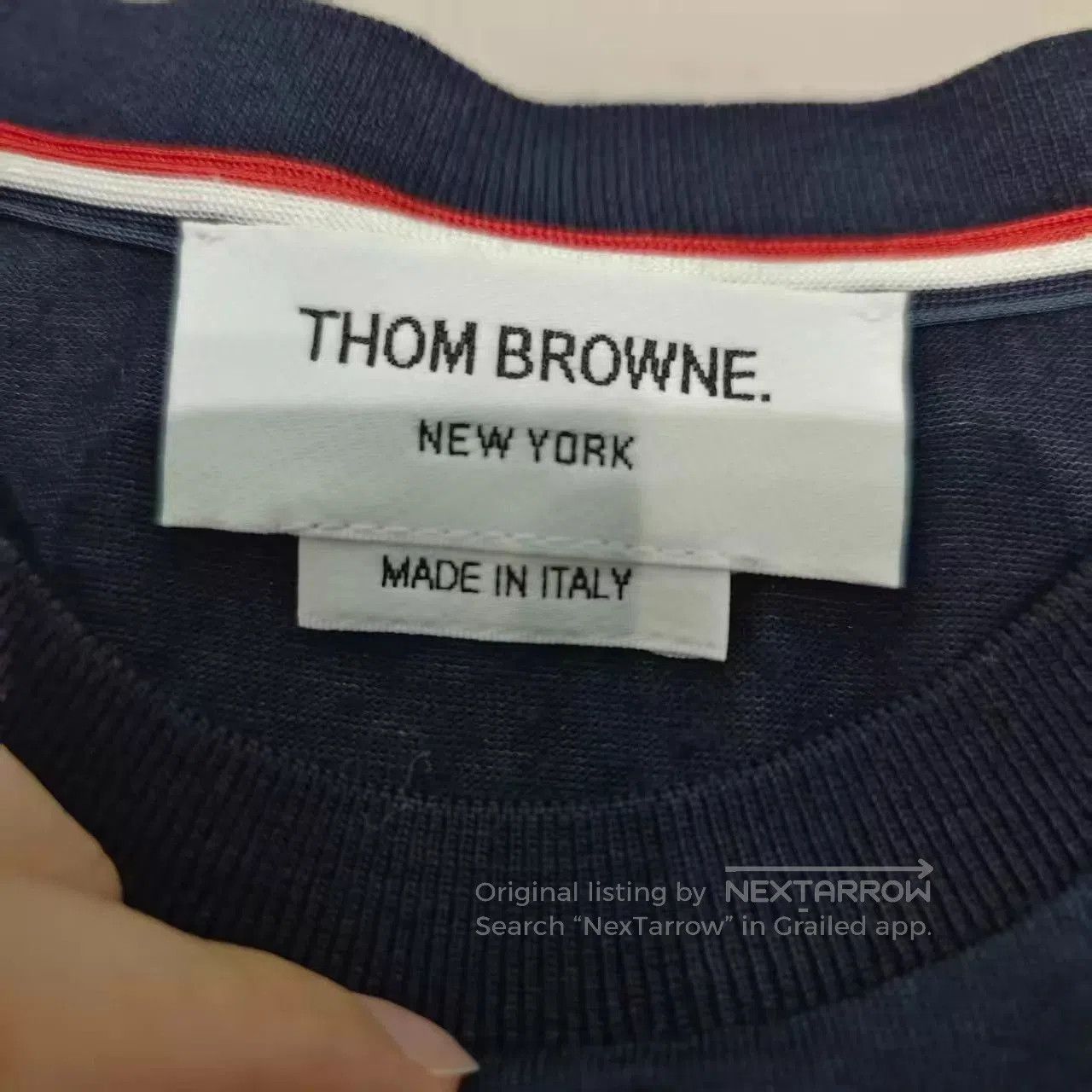 Thom Browne Blue Short Sleeve Shirt with White Stripes. Size US M / EU 48-50 / 2 - 3 Thumbnail
