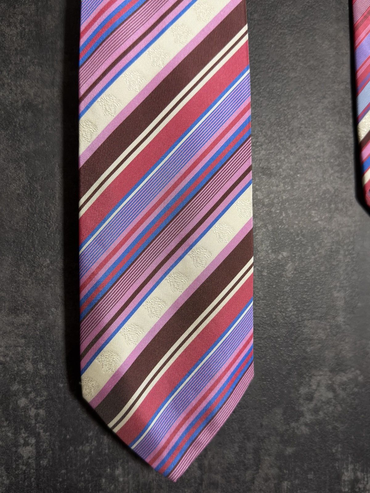 Versace Rare Vintage Versace Medusa Striped Silk Tie ysl gucci prada Size ONE SIZE - 4 Thumbnail
